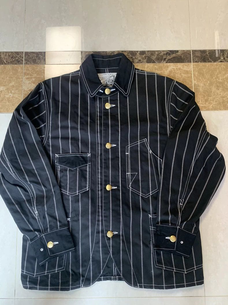 Dapper Dan Dapper Black Striped Work Jacket LOT1344 Size US XS / EU 42 / 0 - 1 Thumbnail