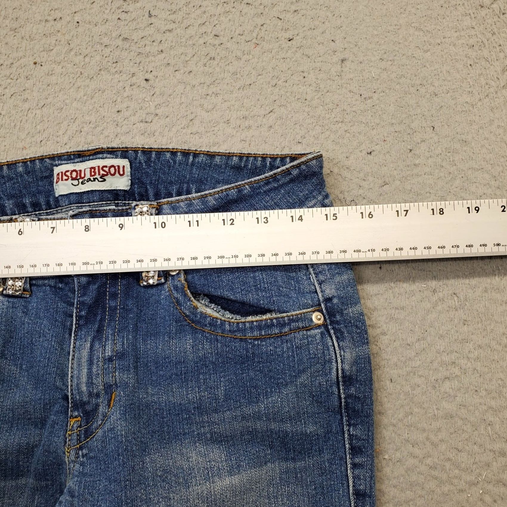 Vintage Bisou Bisou Jeans Women 8 Blue Denim Stretch Medium Wash Ankle Cuff Straight Leg Womens Size 8 Blue Denim Jeans Size 30" / US 8 / IT 44 - 6 Thumbnail