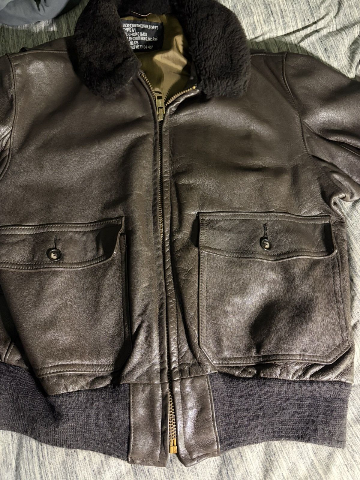 Schott Vintage Schott G-1 Flight Jacket USN Leather 1973 Size US XS / EU 42 / 0 - 16 Thumbnail