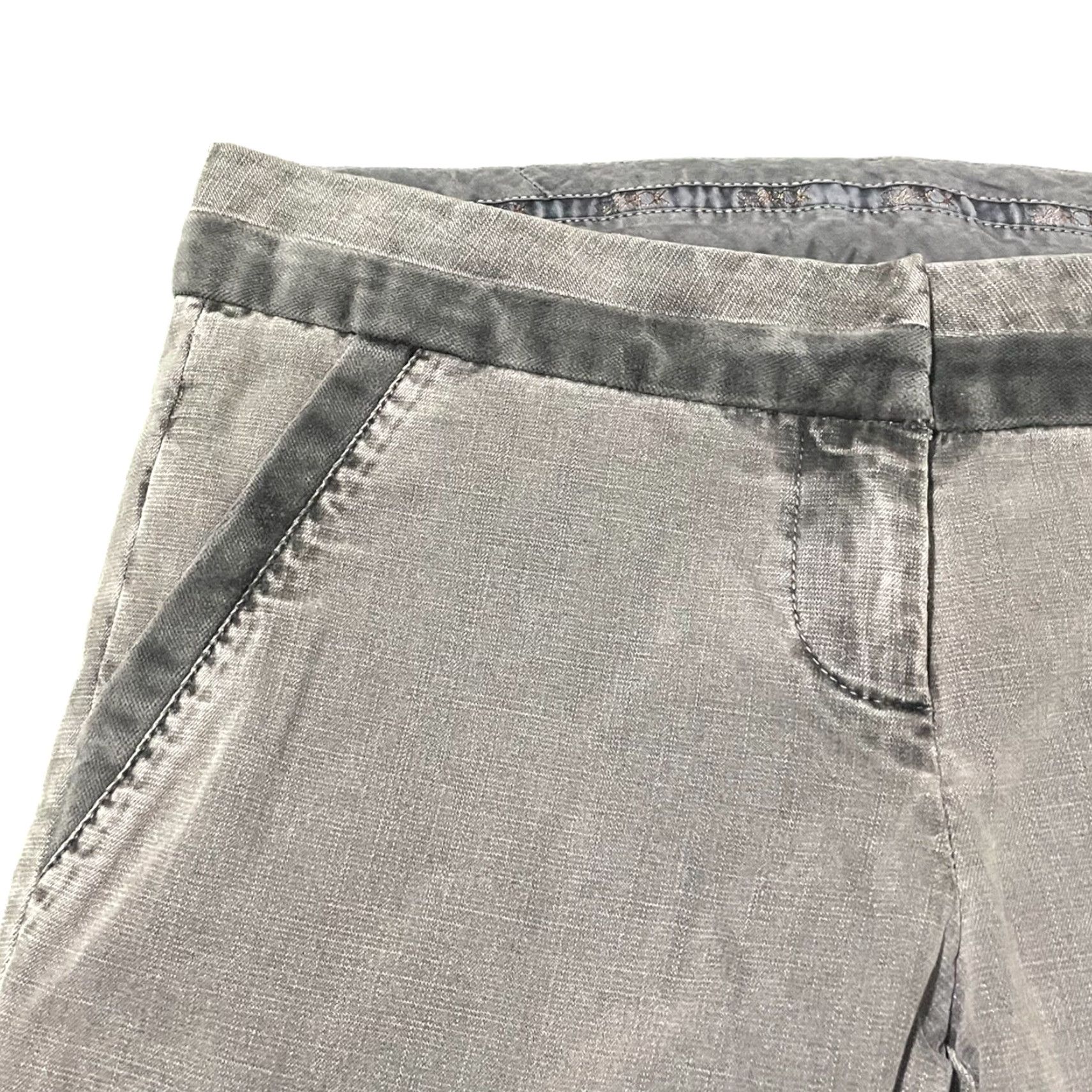 Vintage LaRok Pants Gray Size 8 NWT NEW Women Casual Pants 32x32 Cotton Elastine Tie Waist 32 Inseam NWT Size 30" / US 8 / IT 44 - 4 Thumbnail