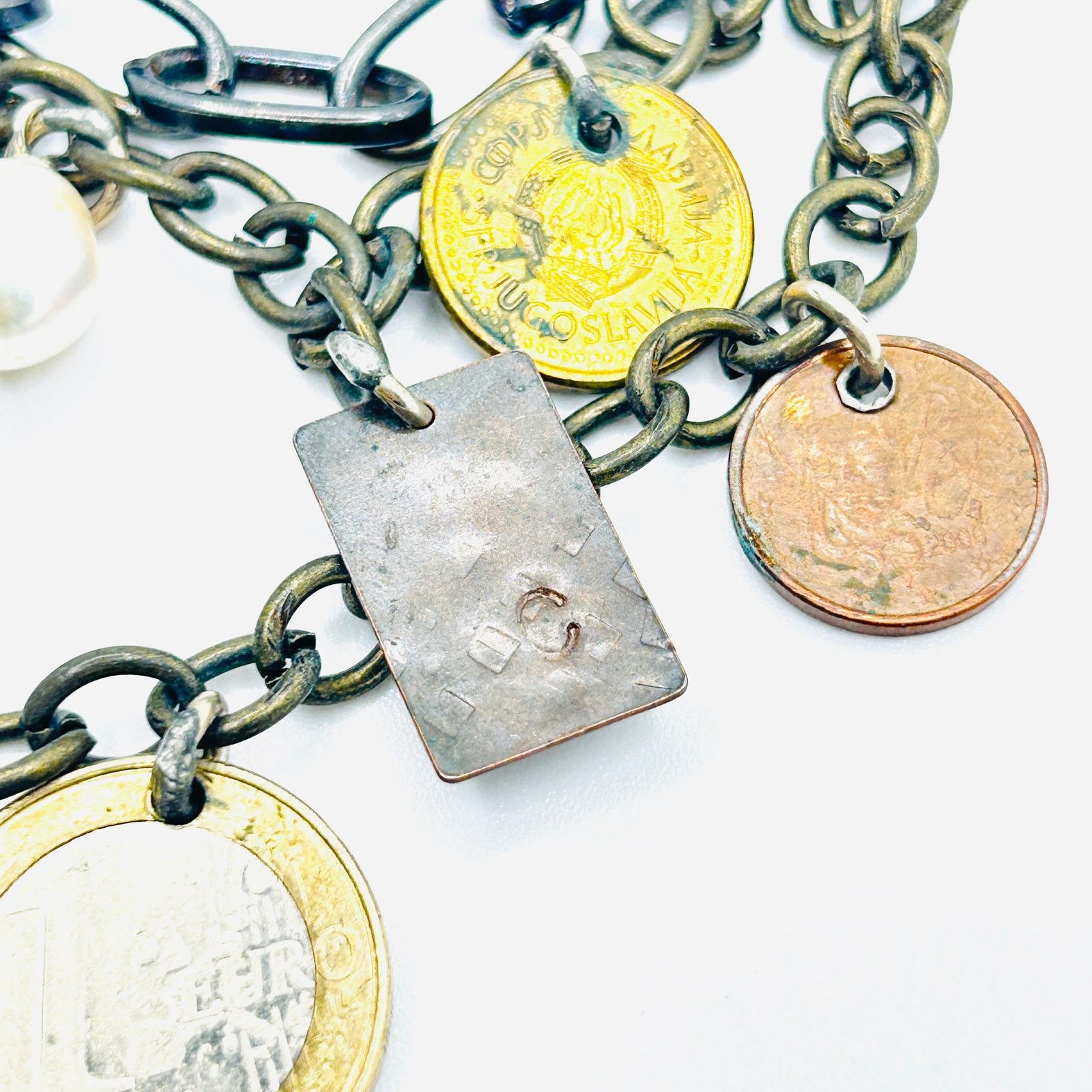 Handmade Vintage Y2K Euro Coin Charm Layered Chain Necklace Size ONE SIZE - 4 Thumbnail