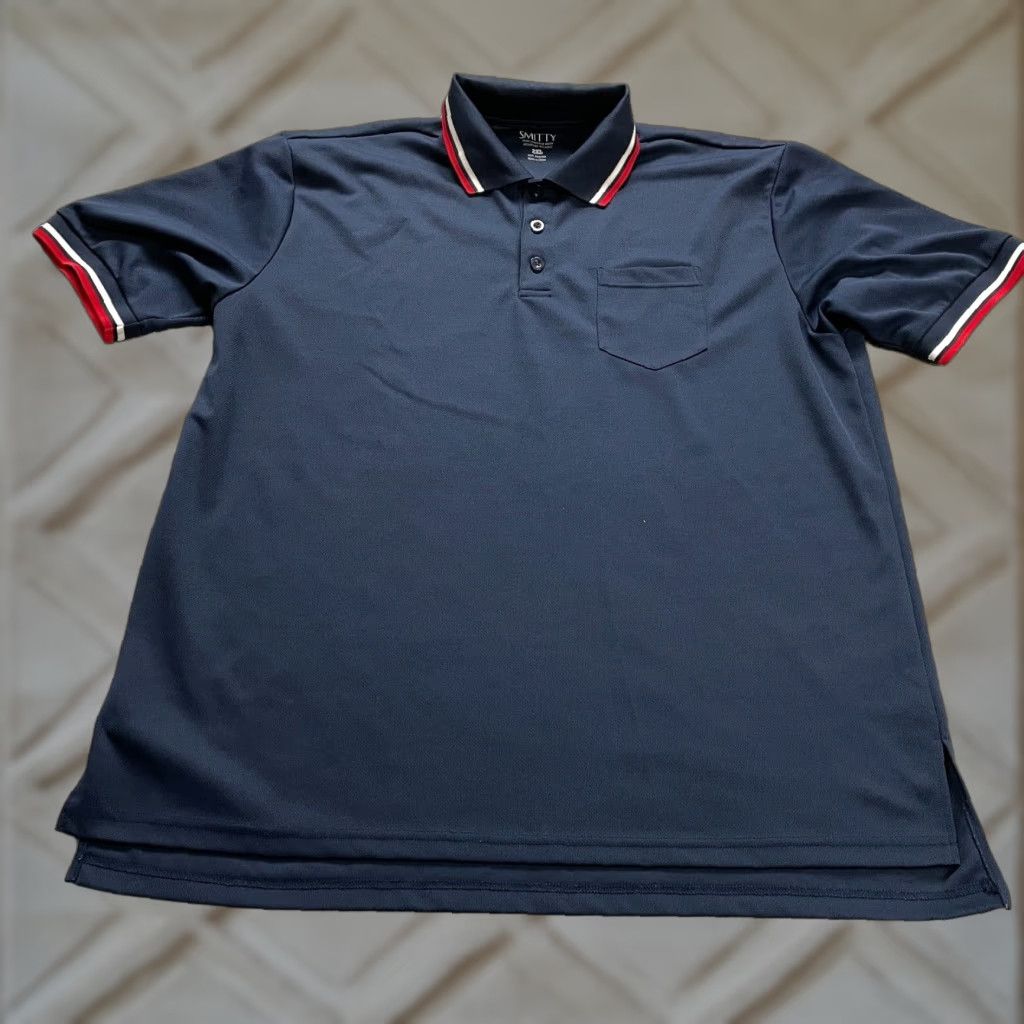 Vintage Smitty Polo Shirt Mens 2XL Navy Blue Short Sleeve Moisture Wicking Jersey Golf Activewear Shirt Size US XXL / EU 58 / 5 - 1 Thumbnail