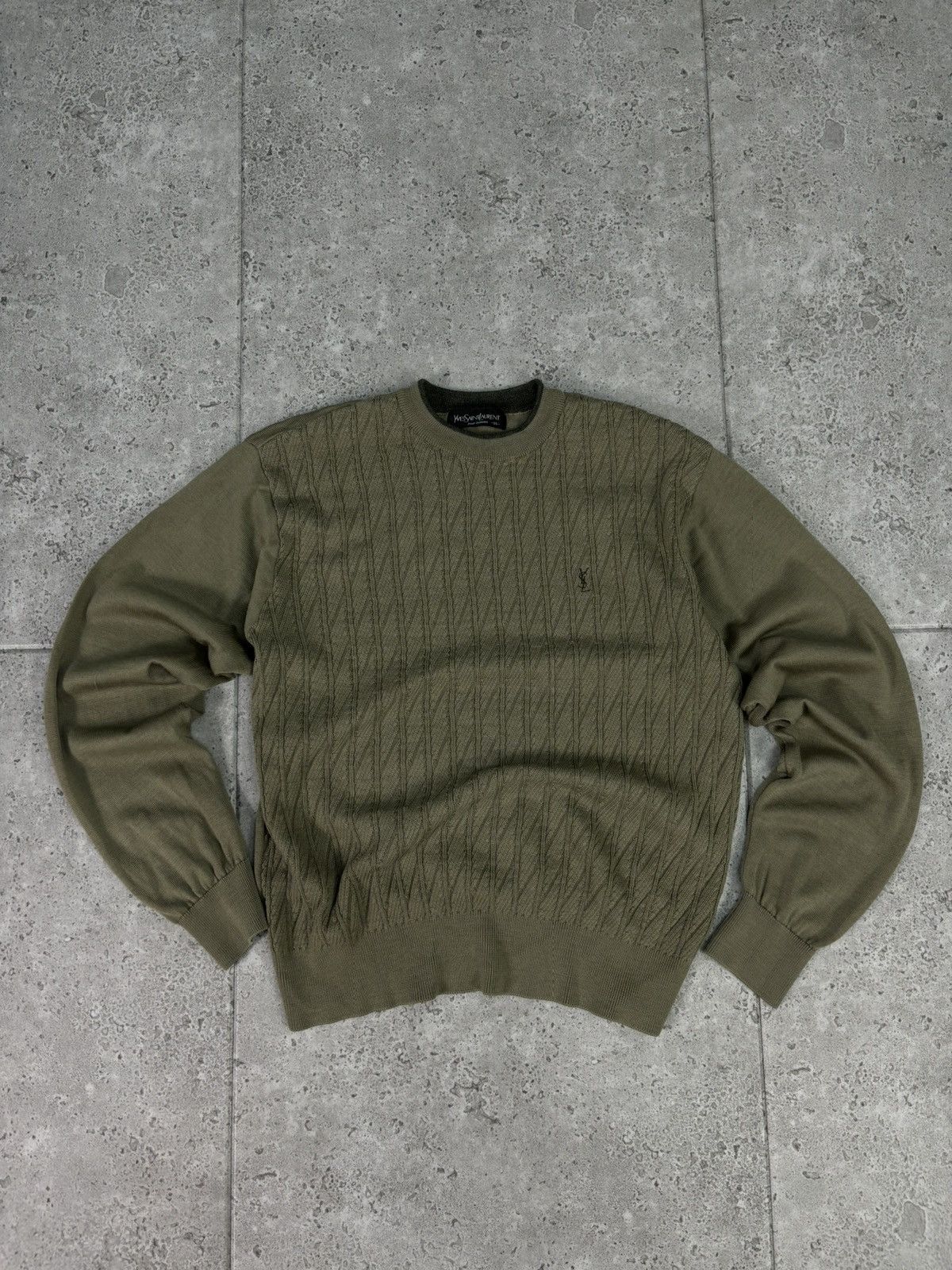 Designer × Yves Saint Laurent 90s RARE Yves Saint Laurent YSL Sweater Knitwear Khaki Size US L / EU 52-54 / 3 - 1 Thumbnail