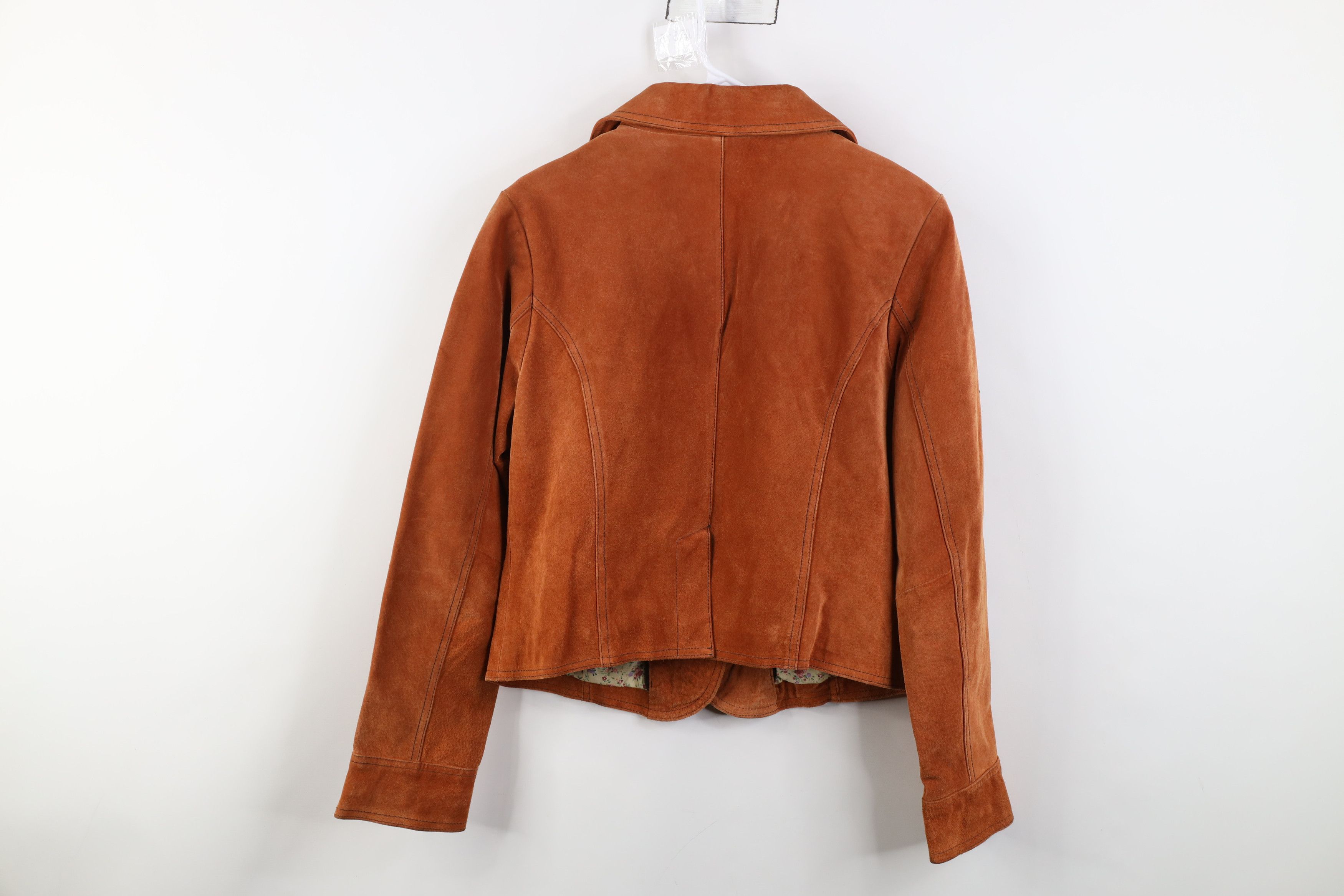 Vintage Vintage 90s Streetwear Suede Leather Jacket Burnt Orange Size L / US 10 / IT 46 - 13 Thumbnail