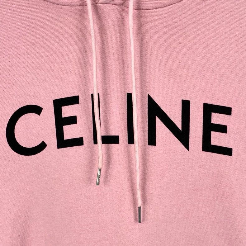 Celine Pink Celine Logo Hooded Sweatshirt Size US S / EU 44-46 / 1 - 4 Thumbnail
