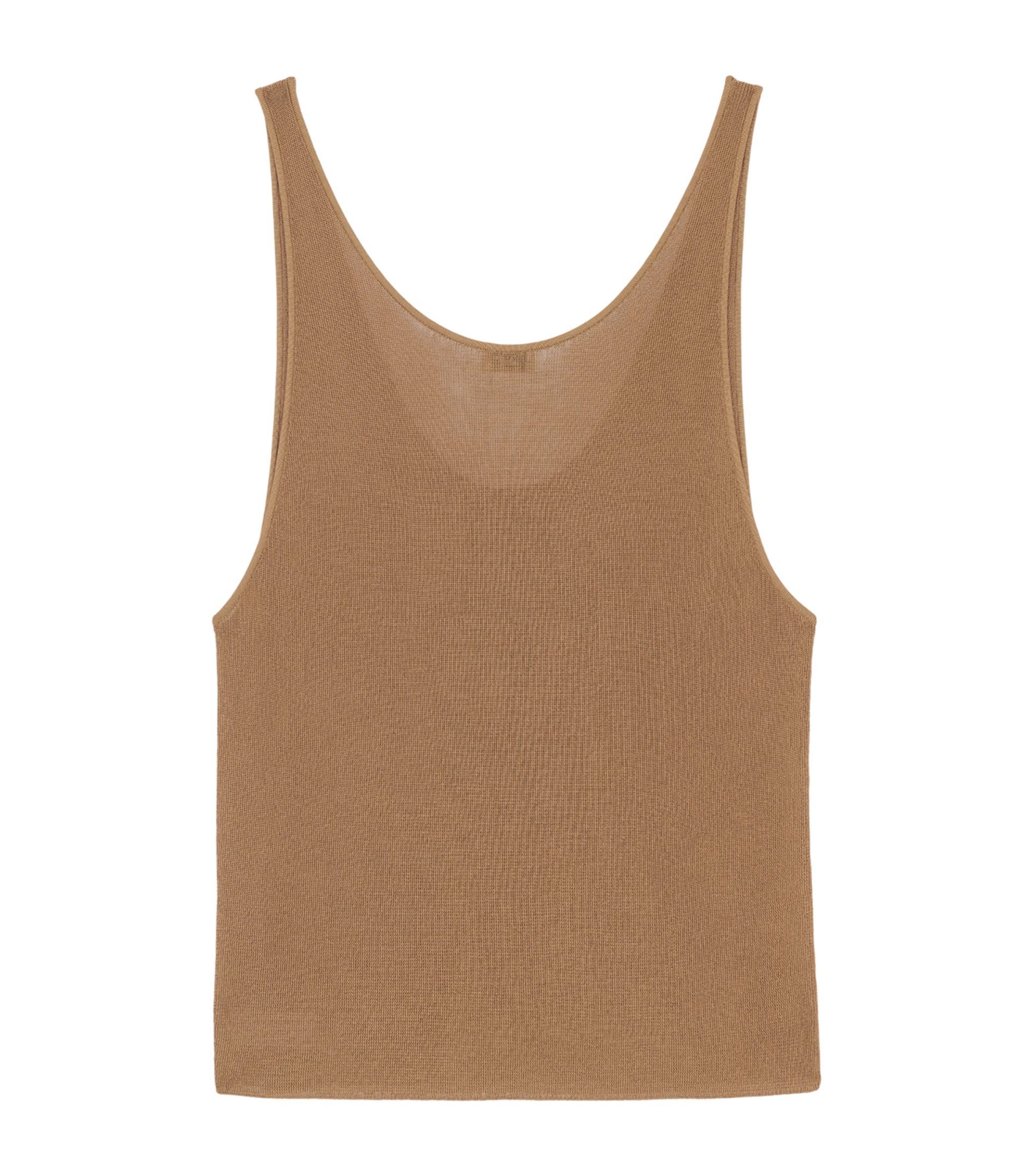 Saint Laurent Paris o1s1wg111024 Ribbed Tank Top in Brown Size XL / US 12-14 / IT 48-50 - 2 Thumbnail