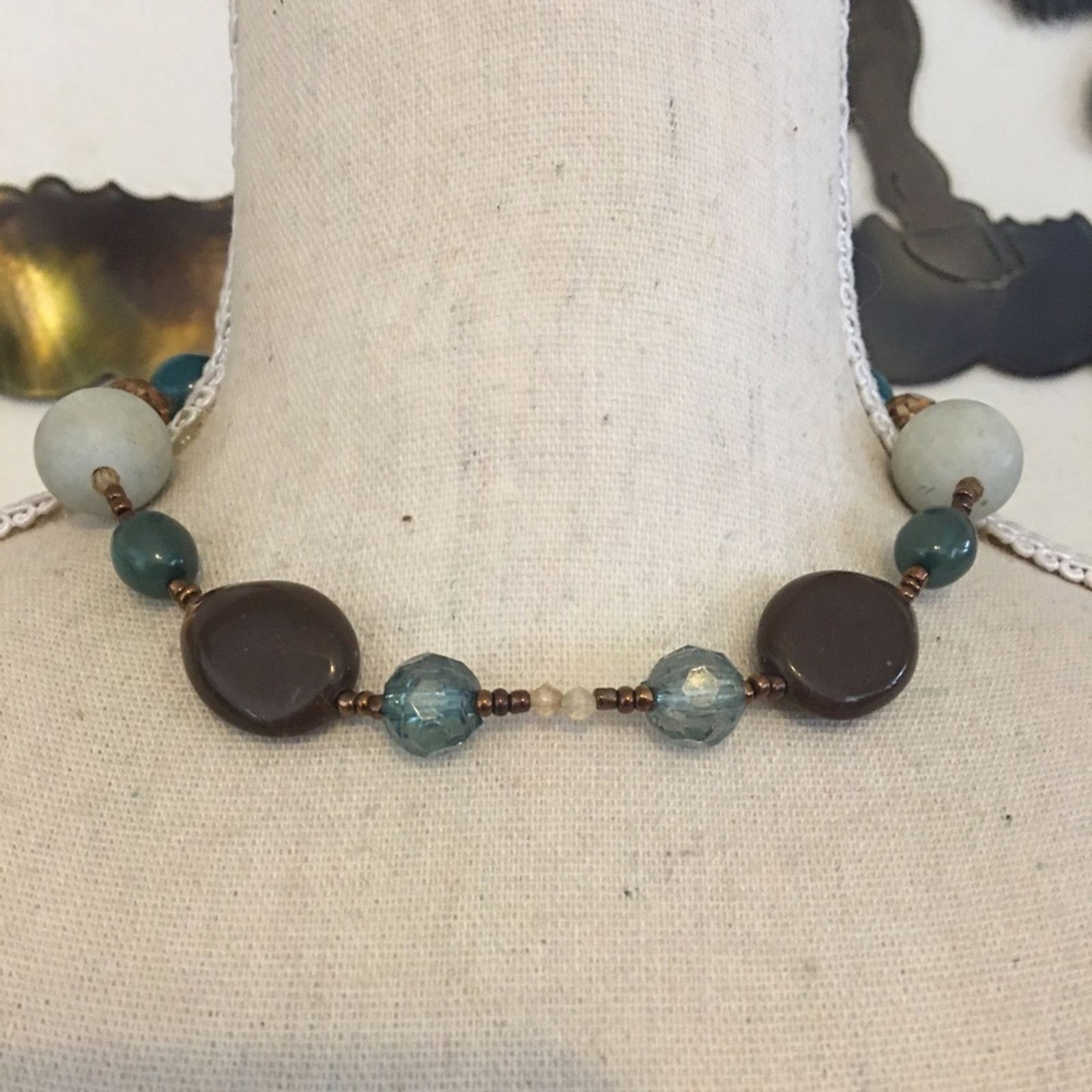 Jewelry Vintage glass and agate choker style necklace Size ONE SIZE - 1 Thumbnail