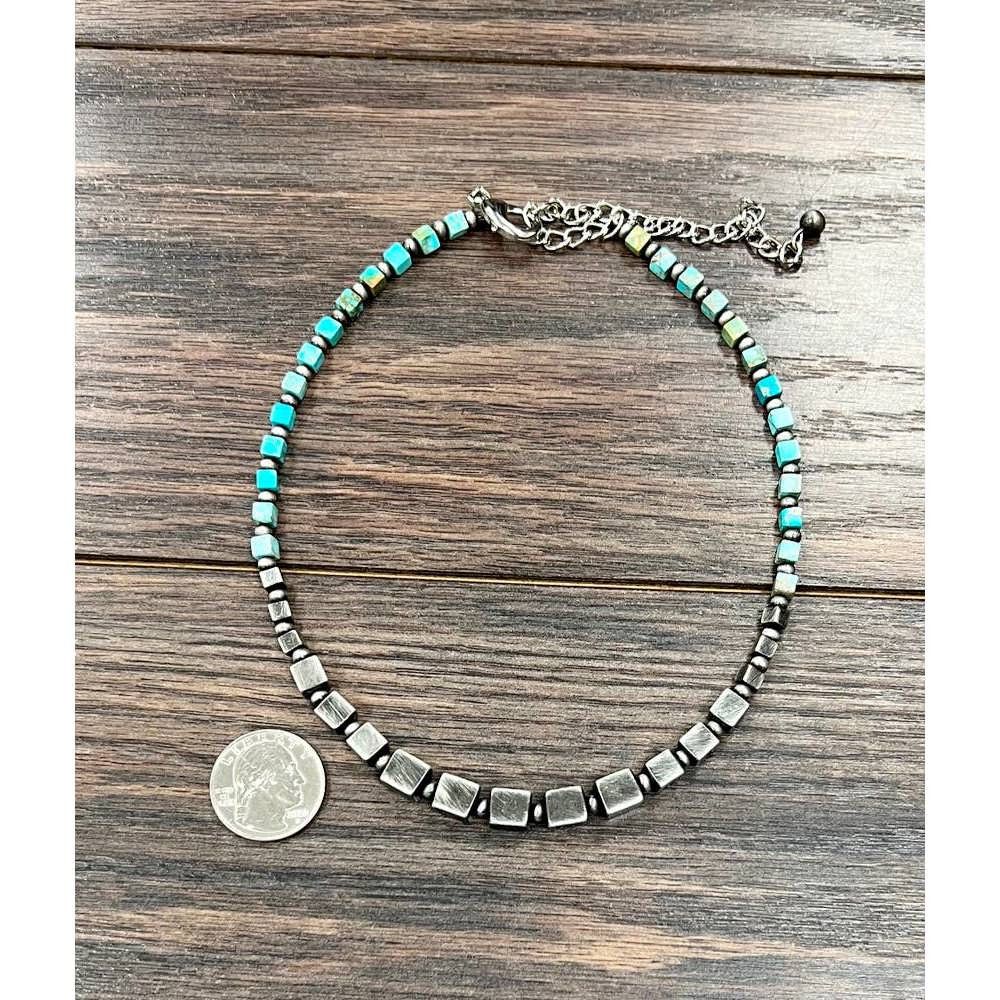 Other Handmade Square Gemstone And Navajo Bead Necklace 15 To 20 I Size ONE SIZE - 2 Thumbnail