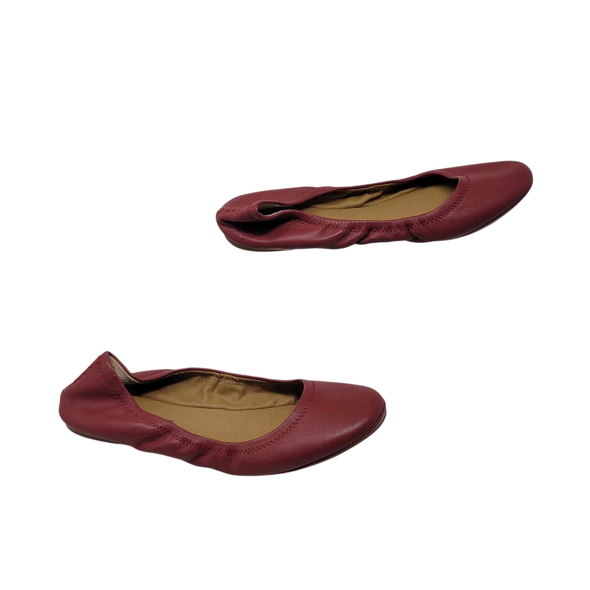 Lucky Brand Lucky Brand Womens Emmie Ballet Flat Red Leather 10 Balletco Size US 10 / IT 40 - 6 Thumbnail