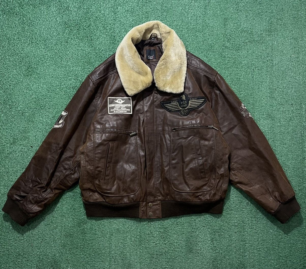 Vintage Aviator Real Leather jacket Vintage US Army Pilot Size US XL / EU 56 / 4 - 1 Thumbnail