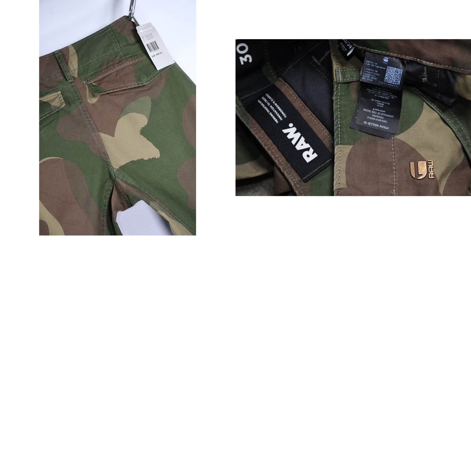G-Star G-Star Rovic SEC Straight Tapered Jeans Mens W30 L34 Camouflage Multicolor 100% Cotton Modern Classic Fit Inseam 34 Inseam 31.10in Size US 30 / EU 46 - 8 Thumbnail