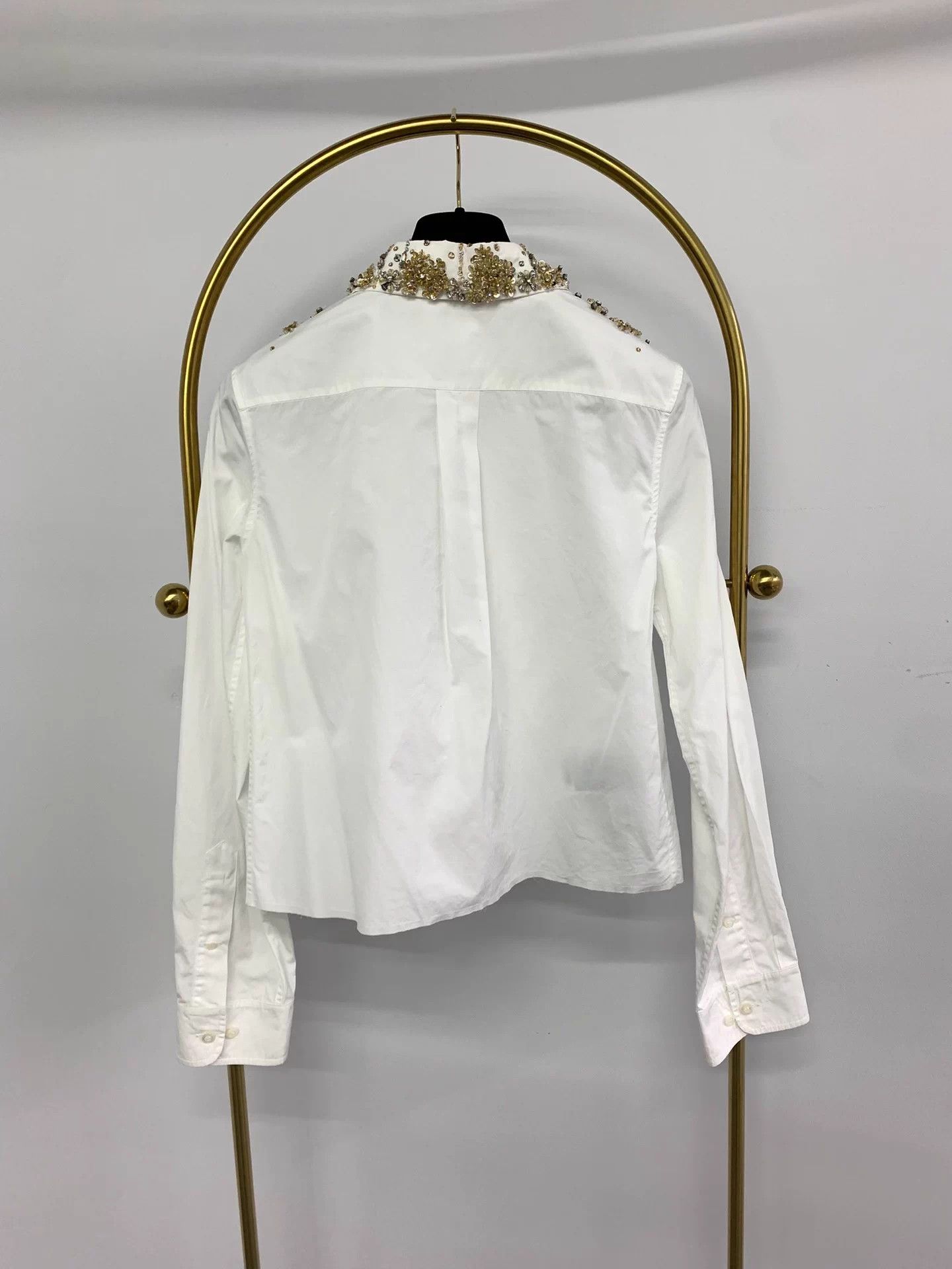 Miu Miu Miu Miu Women's White Beaded Crystal Shirt 38 New Size S / US 4 / IT 40 - 3 Thumbnail