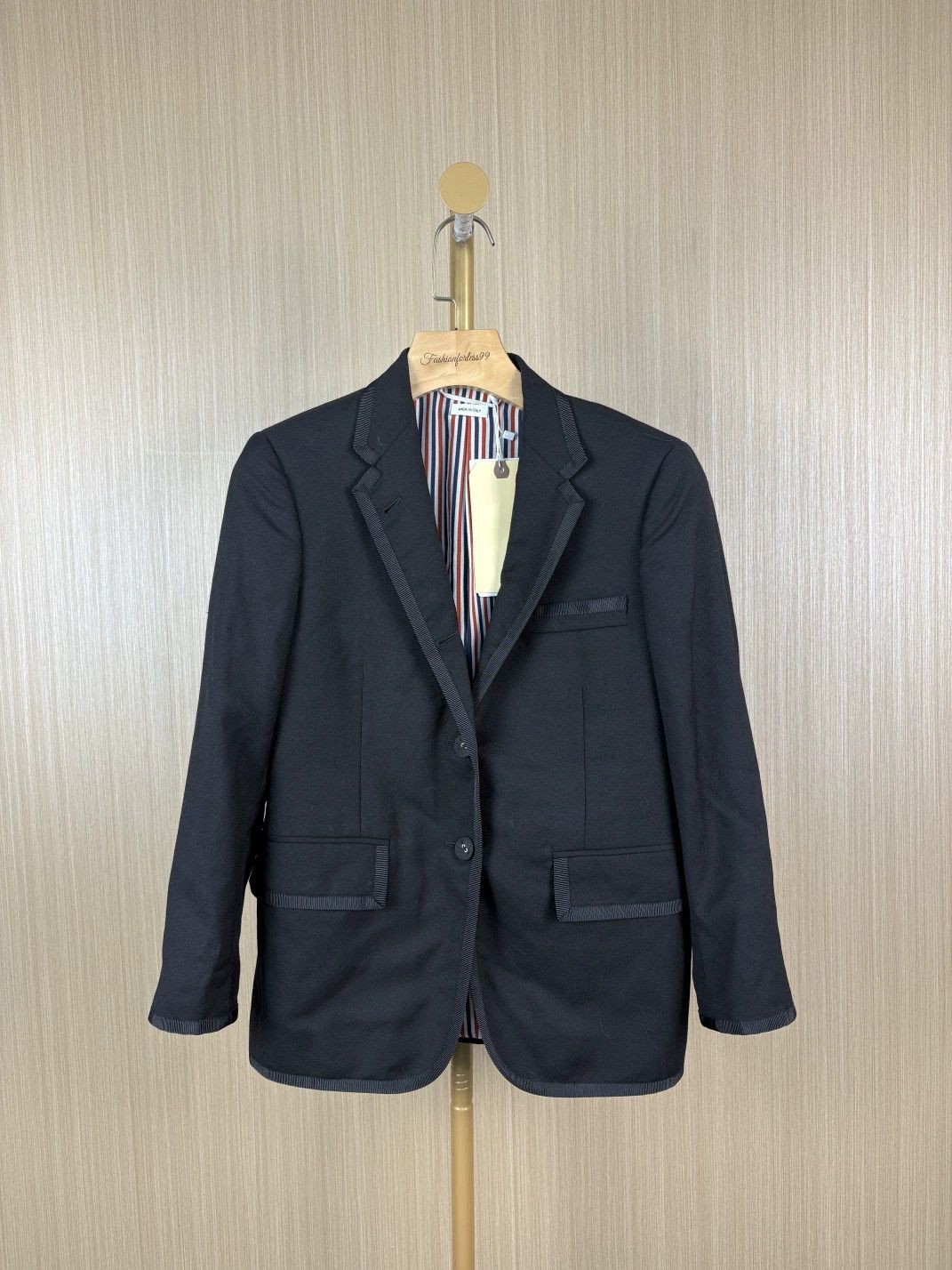thom browne black wool suit jacket size 38