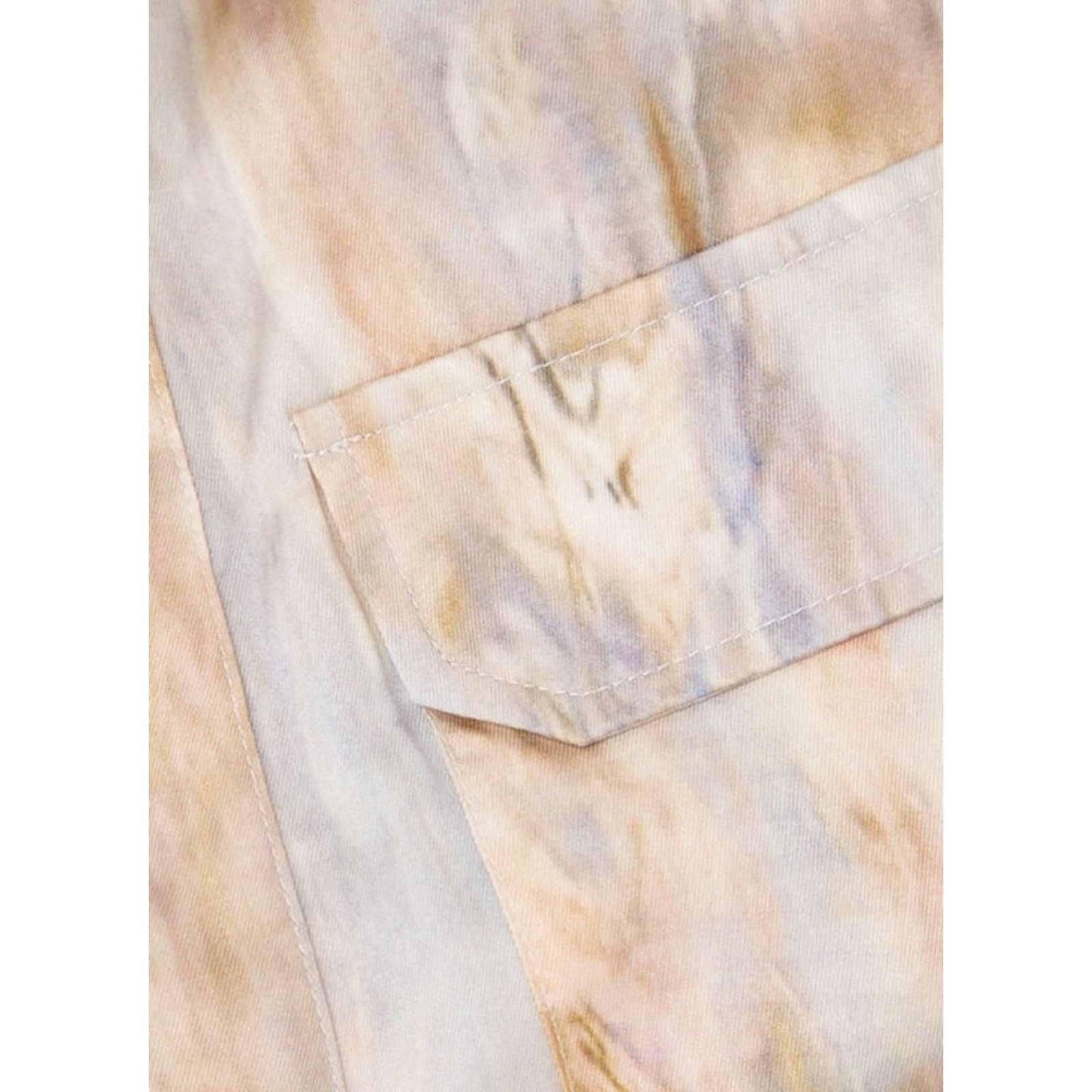 Other Multicolor Marble Print Twist Hem V-Neck Pocketed Crop Shirt Size XXL / US 16-18 / IT 52-54 - 5 Thumbnail