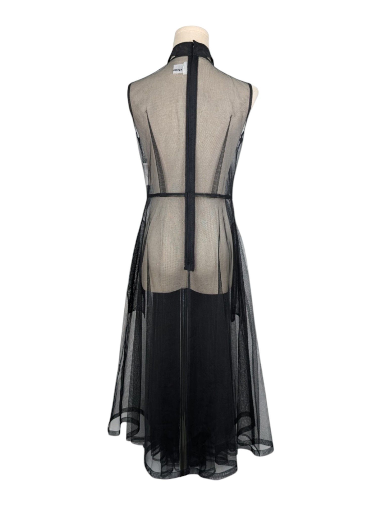 Noir Kei Ninomiya Noir Kei Ninomiya Black Mesh Dress Stand Collar Size XS / US 0-2 / IT 36-38 - 2 Thumbnail
