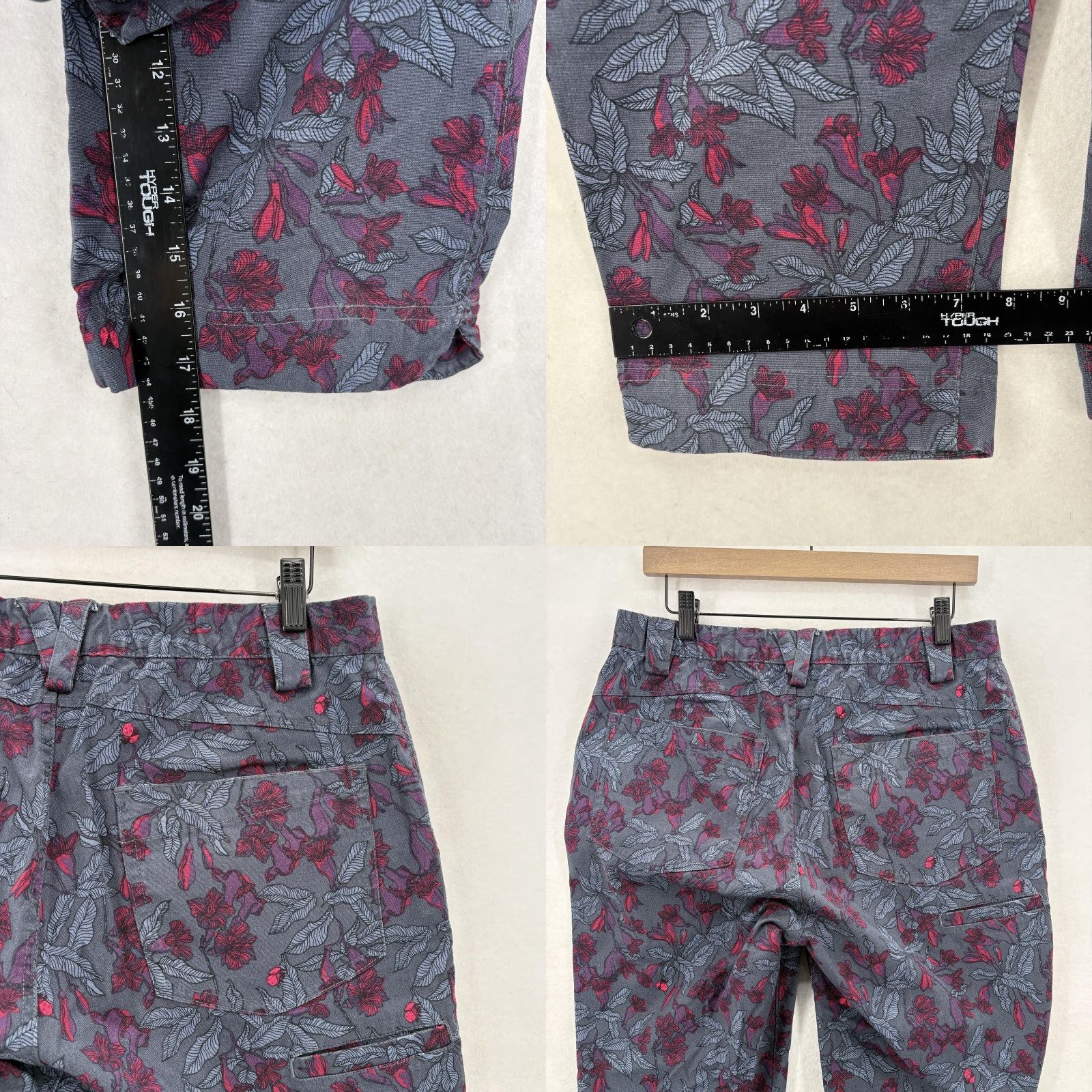 Duluth Trading Company Duluth Pedal Pusher Pants Womens 10 Gray Floral Stretch Size 32" / US 10 / IT 46 - 8 Thumbnail