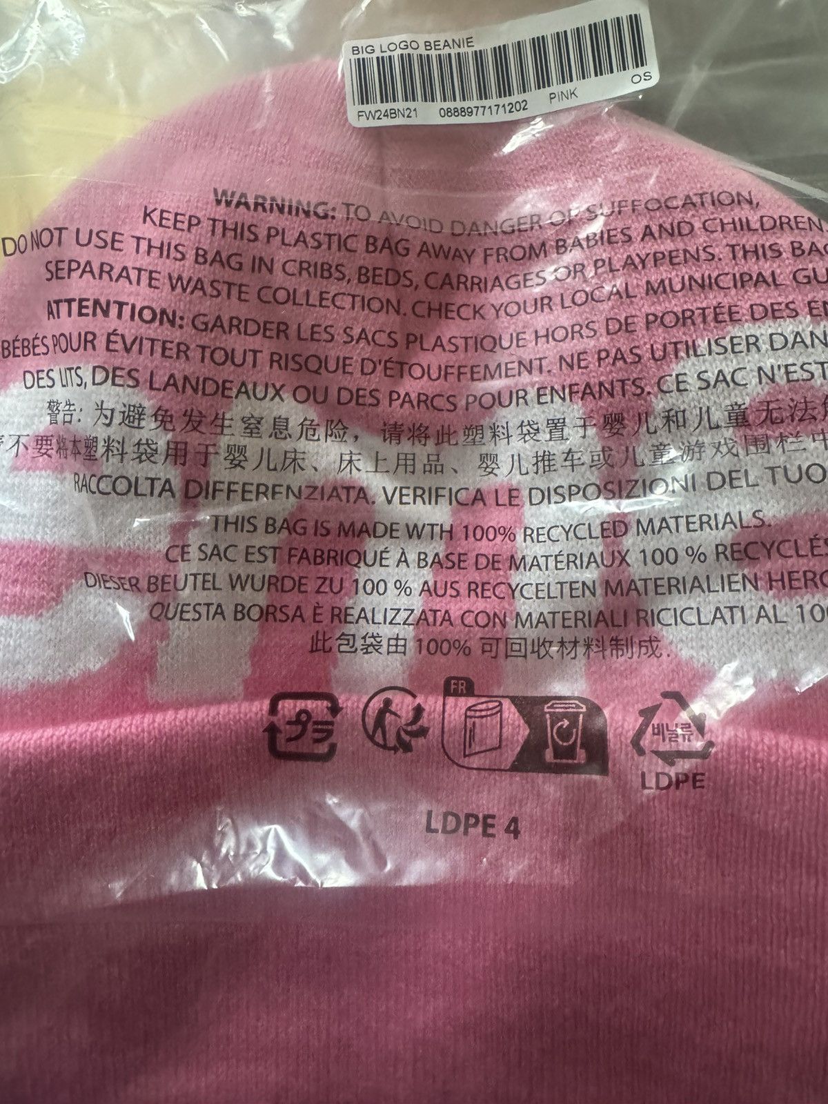 Supreme Supreme Big Logo Beanie Pink Size ONE SIZE - 4 Thumbnail