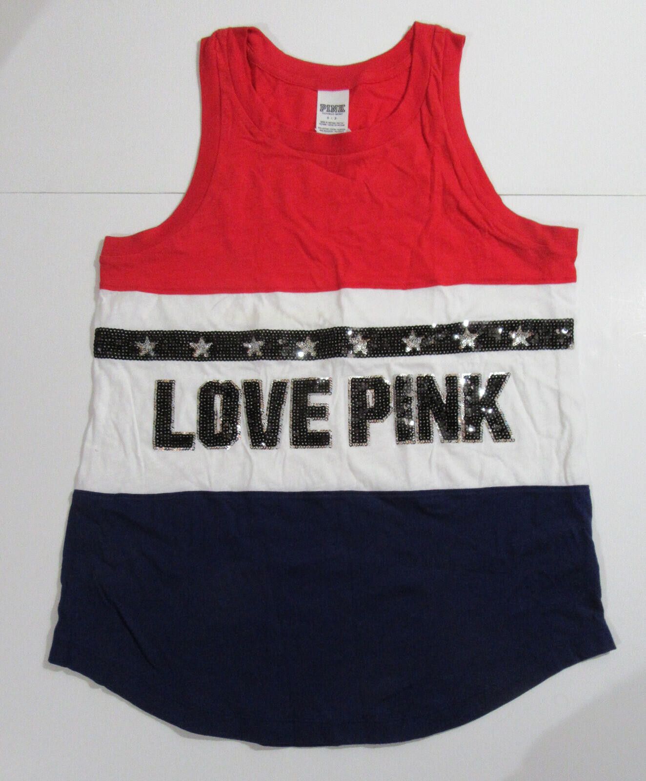 Other Victoria's Secret Pink Tank Top Red White & Blue Bling S NEW Size S / US 4 / IT 40 - 1 Thumbnail
