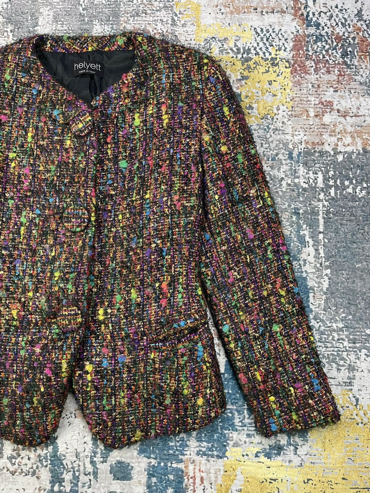 Japanese Brand Helyett Italy Basile Zingya Tweed Blazer Jacket Size M / US 6-8 / IT 42-44 - 5 Thumbnail