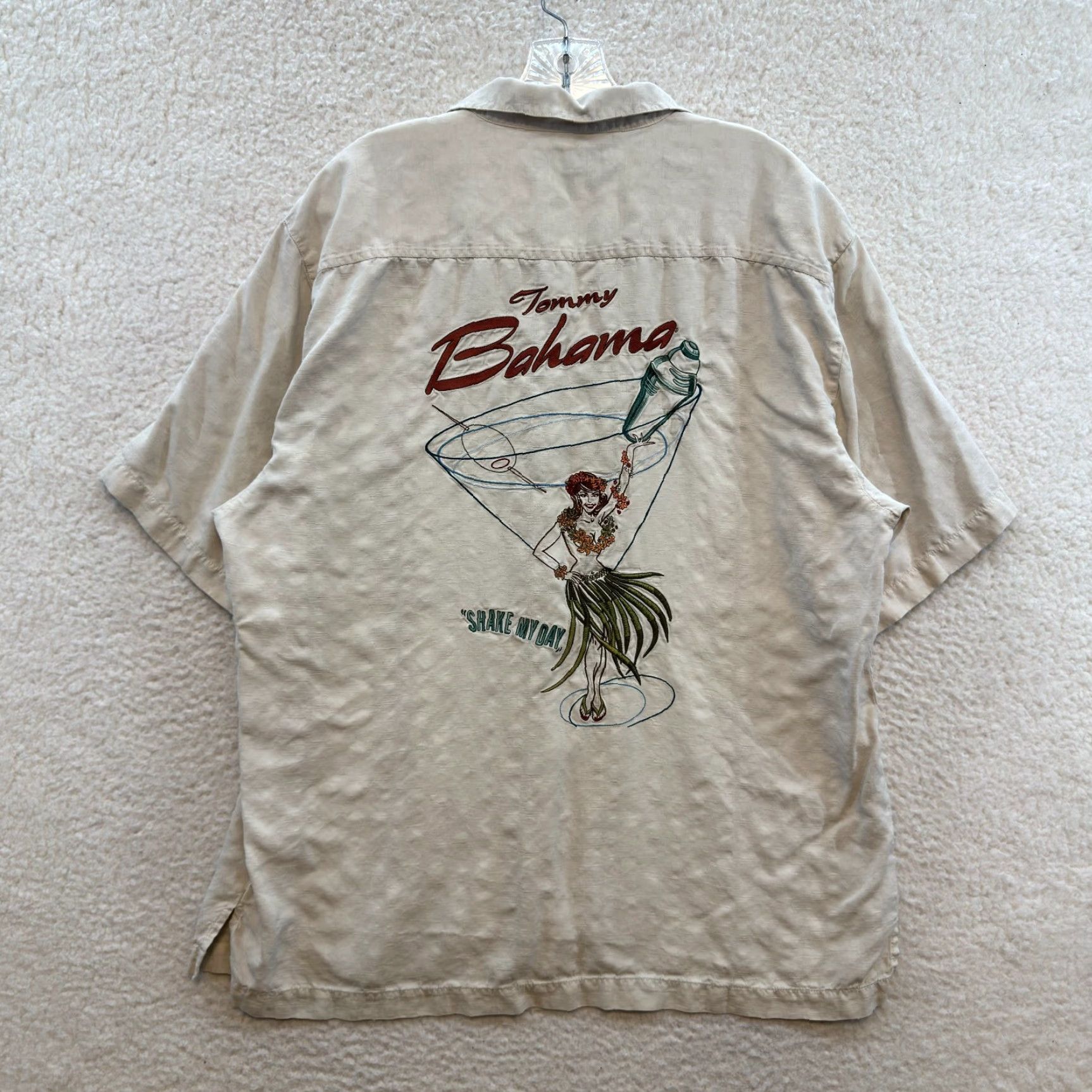Tommy Bahama VINTAGE Tommy Bahama Silk Hawaiian Button Shirt Large Embroidered Hoola Girl Martini Women's/Men? Size US L / EU 52-54 / 3 - 2 Thumbnail