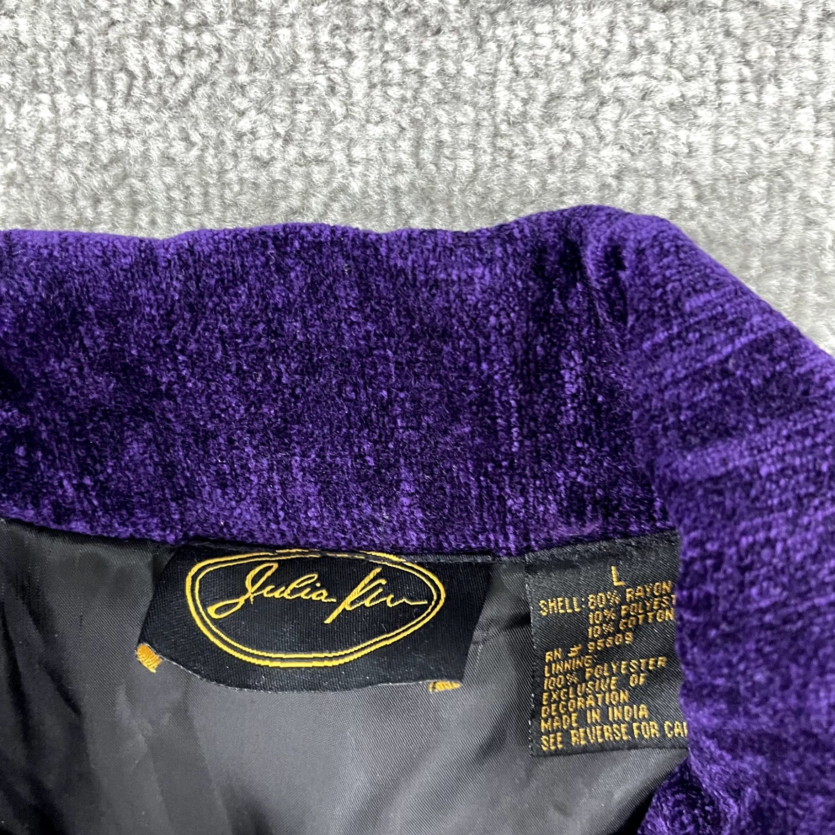 Vintage JULIA KIM Jacket Womens L Mult i Wearable Art Embroidered Tapestry Blazer Kim Purple Geometric Blazer Mens? Size L / US 10 / IT 46 - 2 Thumbnail