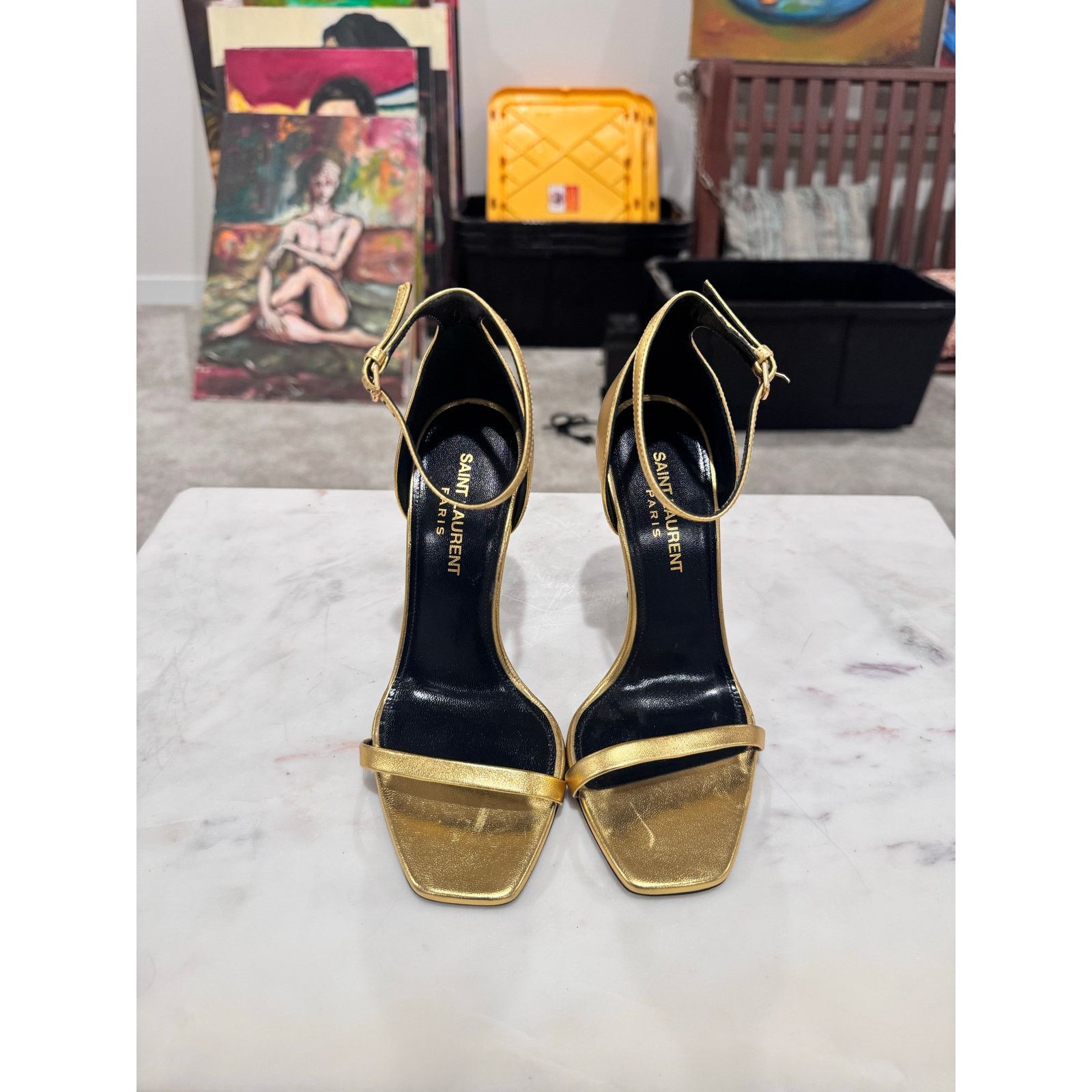 Saint Laurent Paris Saint Laurent Opyum Heels, Gold, EU 35.5, 9/10, MSRP $1500 Size US 5.5 / IT 35.5 - 1 Thumbnail