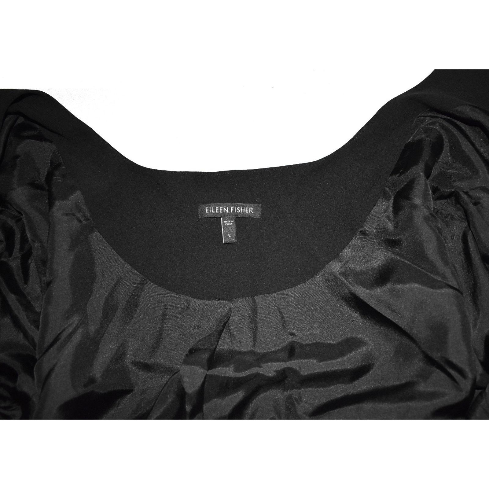 Eileen Fisher A6 EILEEN FISHER Black 100% Silk Lined Short Jacket Size L Size L / US 10 / IT 46 - 5 Thumbnail