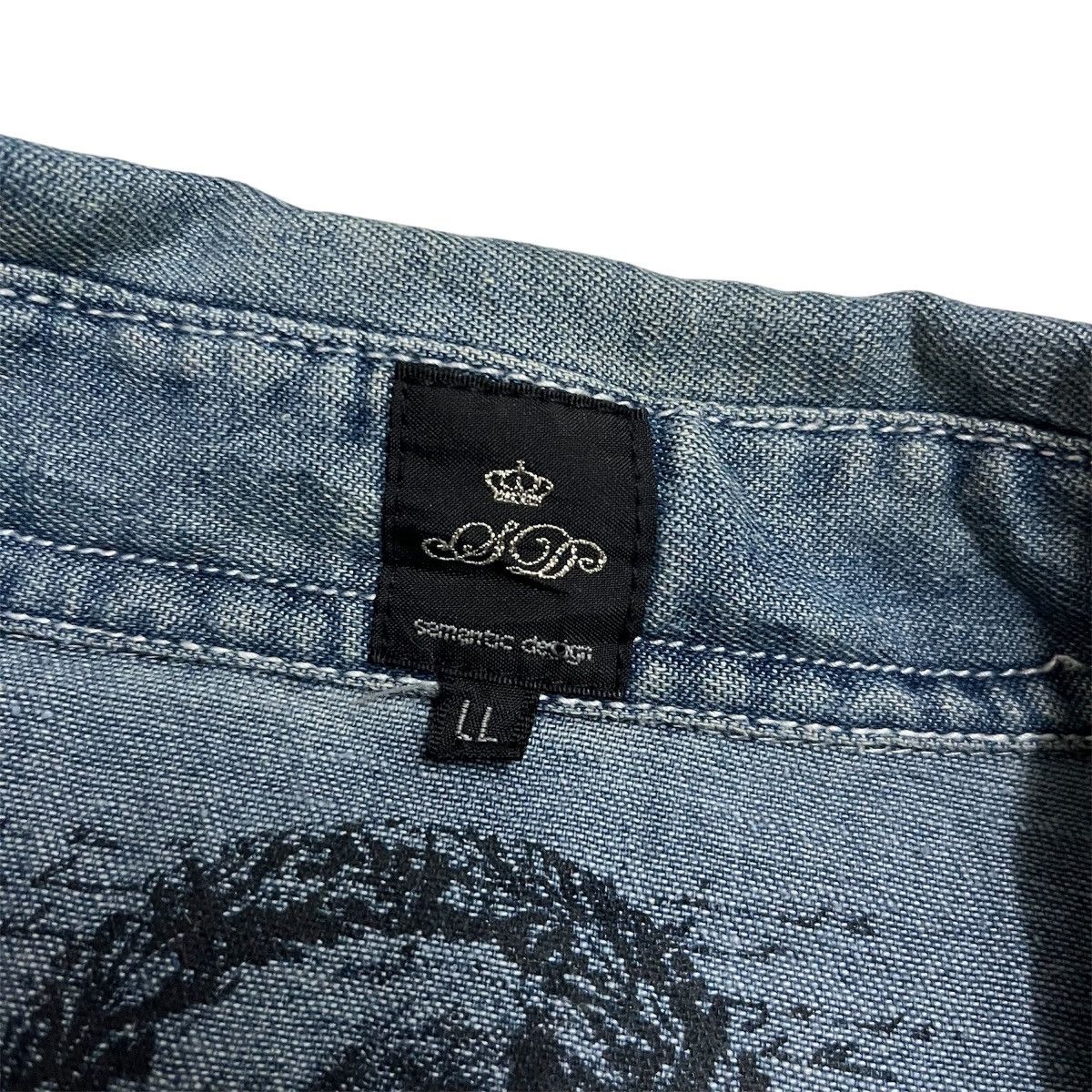 Le Grande Bleu (L.G.B.) Semanticdesign Poem Punk Western Distressed Denim Shirt Size US L / EU 52-54 / 3 - 6 Thumbnail