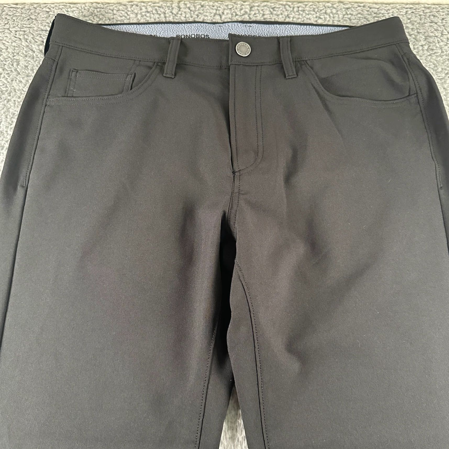 Bonobos Bonobos Golf Pants Mens 33x34 Slim Black Stretch Performance Straight Polyester Flat Front Button Front Pants Sports Mens Size US 33 - 2 Thumbnail