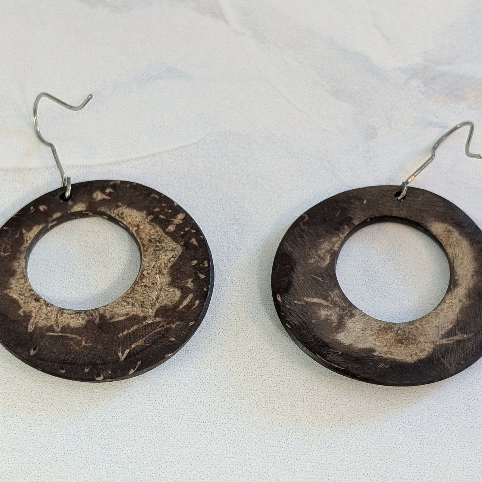 Other VTG Boho 1980s Earth-Tones Wood Open Disc Dangle Earrings Size ONE SIZE - 5 Thumbnail