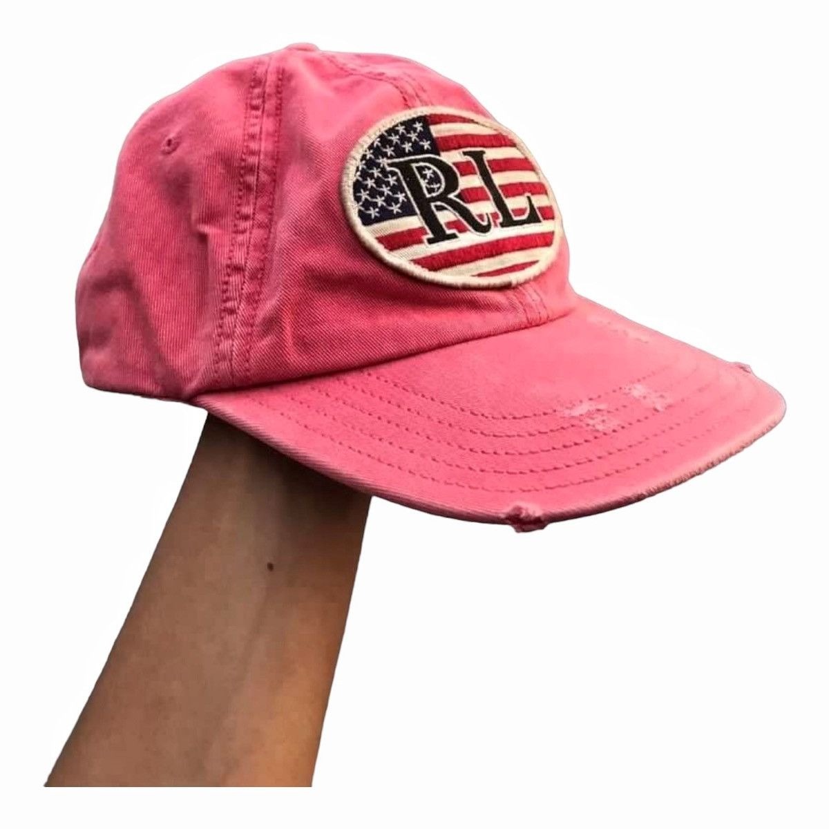 Polo Ralph Lauren × Ralph Lauren × Vintage Polo Jeans Ralph Lauren Baseball Cap Hat Distressed USA Flag Size ONE SIZE - 2 Thumbnail