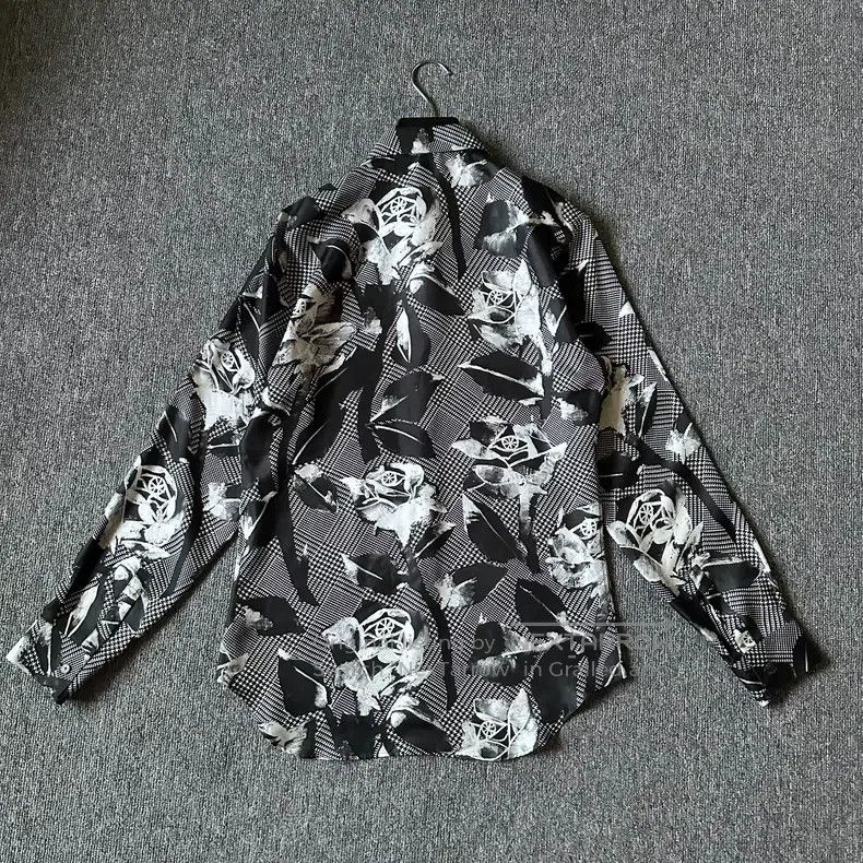 Dior Dior Size39 Black and white rose print shirt Size US XXS / EU 40 - 3 Thumbnail