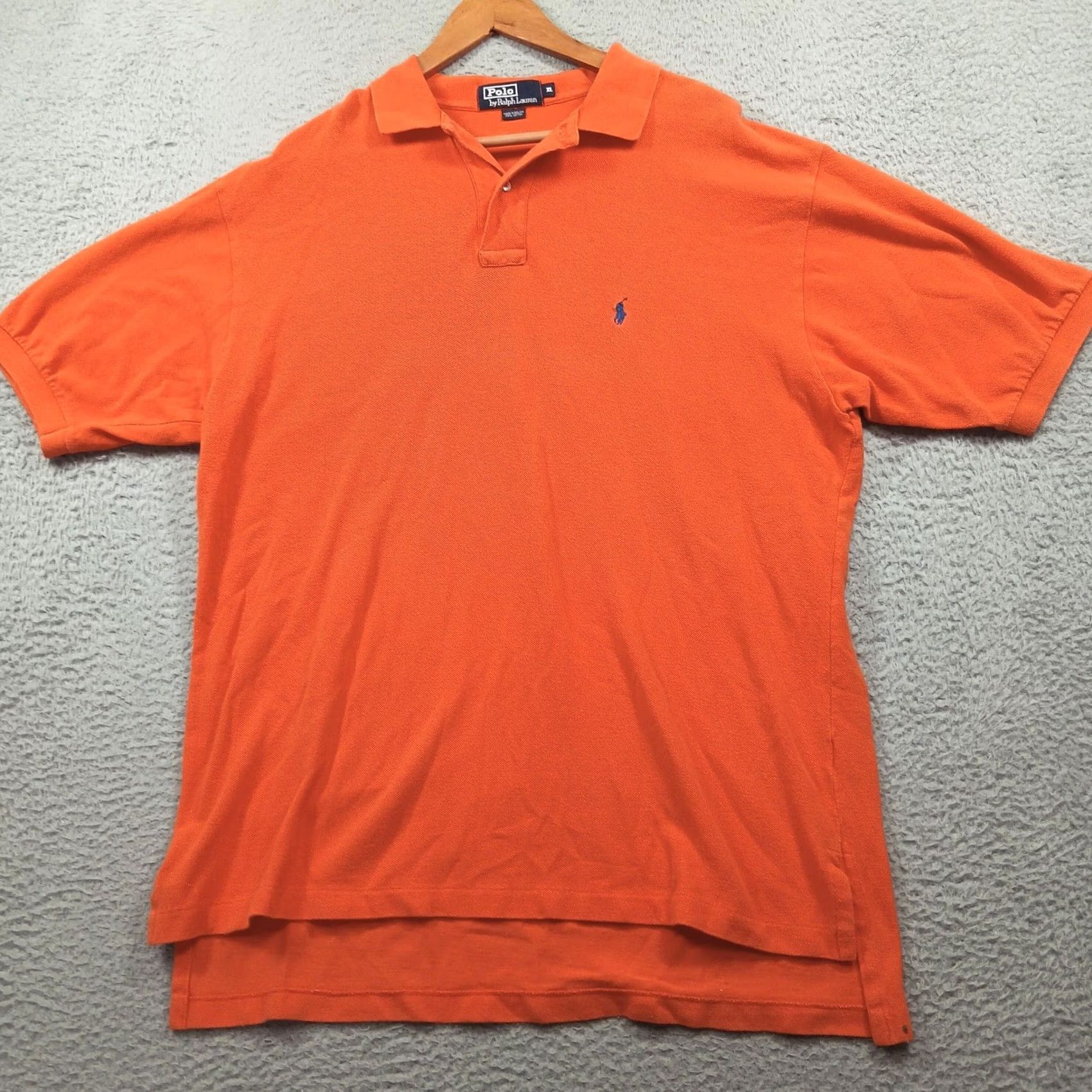 Polo Ralph Lauren Polo Ralph Lauren Polo Shirt XL Classic Fit 100% Cotton Orange Blue Pony EUC Mens Shirt Size US XL / EU 56 / 4 - 2 Thumbnail
