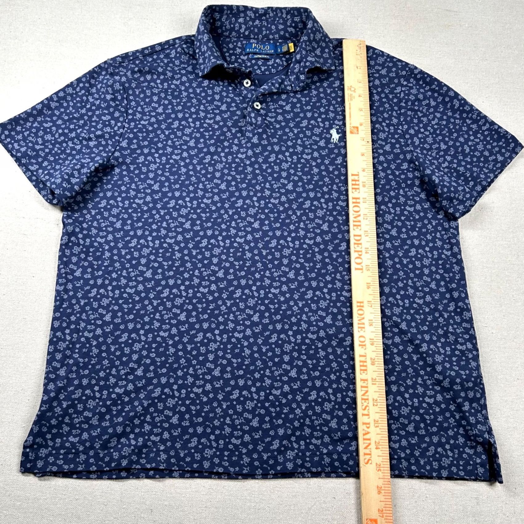 Polo Ralph Lauren Polo Ralph Lauren Shirt Mens L Floral Golf Polo Custom Fit Navy Blue 100% Cotton Knit Short Sleeve Polo Shirt Boys? Size US L / EU 52-54 / 3 - 7 Thumbnail