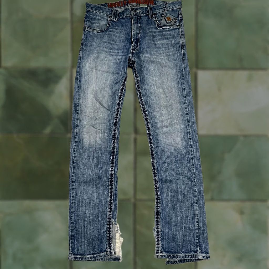 Harley Davidson VINTAGE Harley-Davidson Jeans Mens 32x32 Blue Denim Straight Leg Distressed VTG Size US 32 / EU 48 - 1 Thumbnail