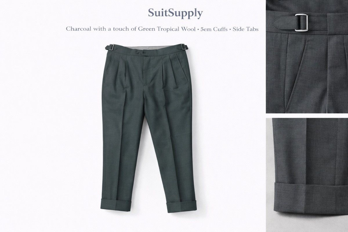 Suitsupply SuitSupply Dark Green Tropical Wool Trousers - Adjust. 28-32 Size 34S - 1 Preview