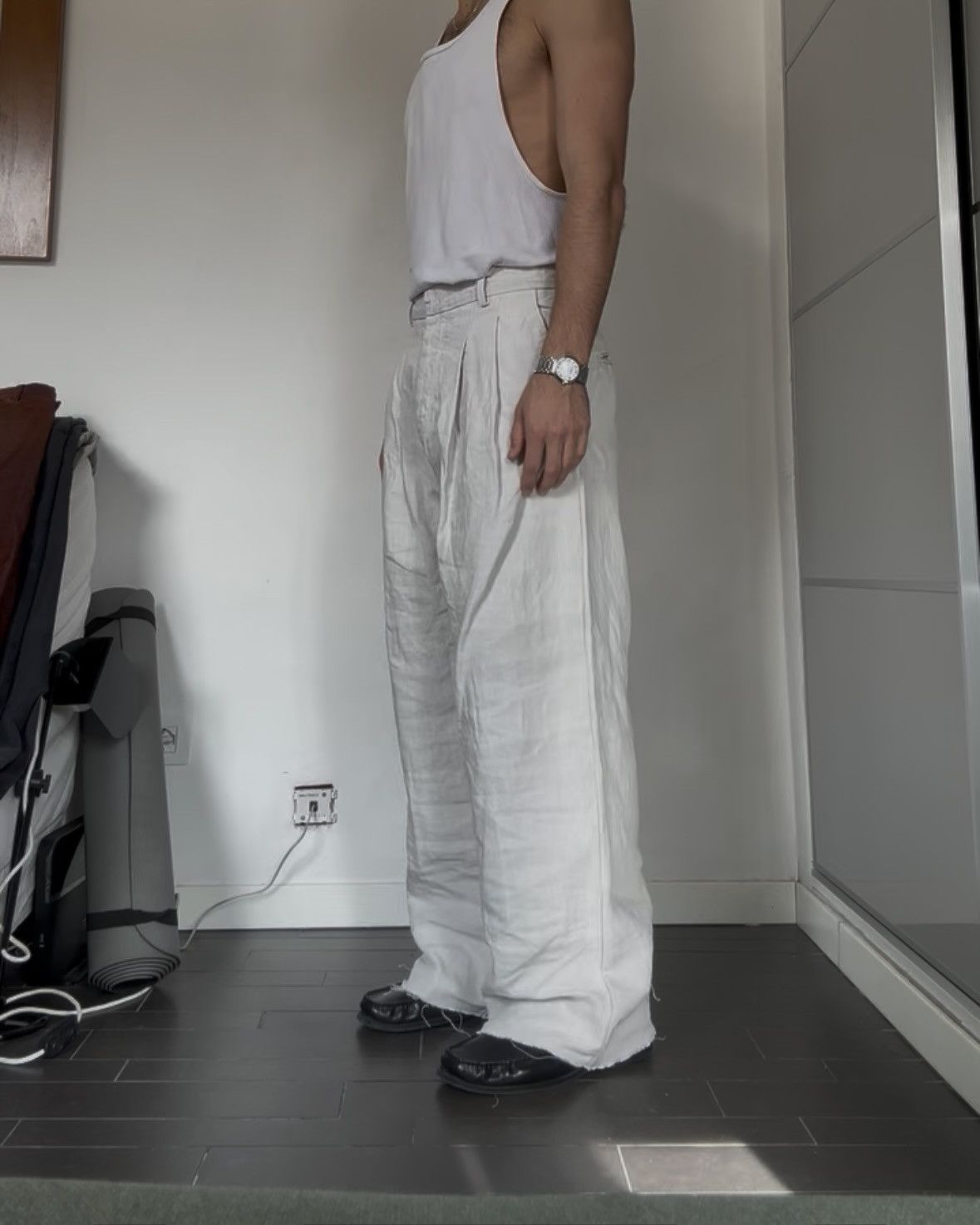 Japanese Brand Japanese Linen Pleated Wide-Leg Loose Straight Trousers Size US 32 / EU 48 - 4 Thumbnail