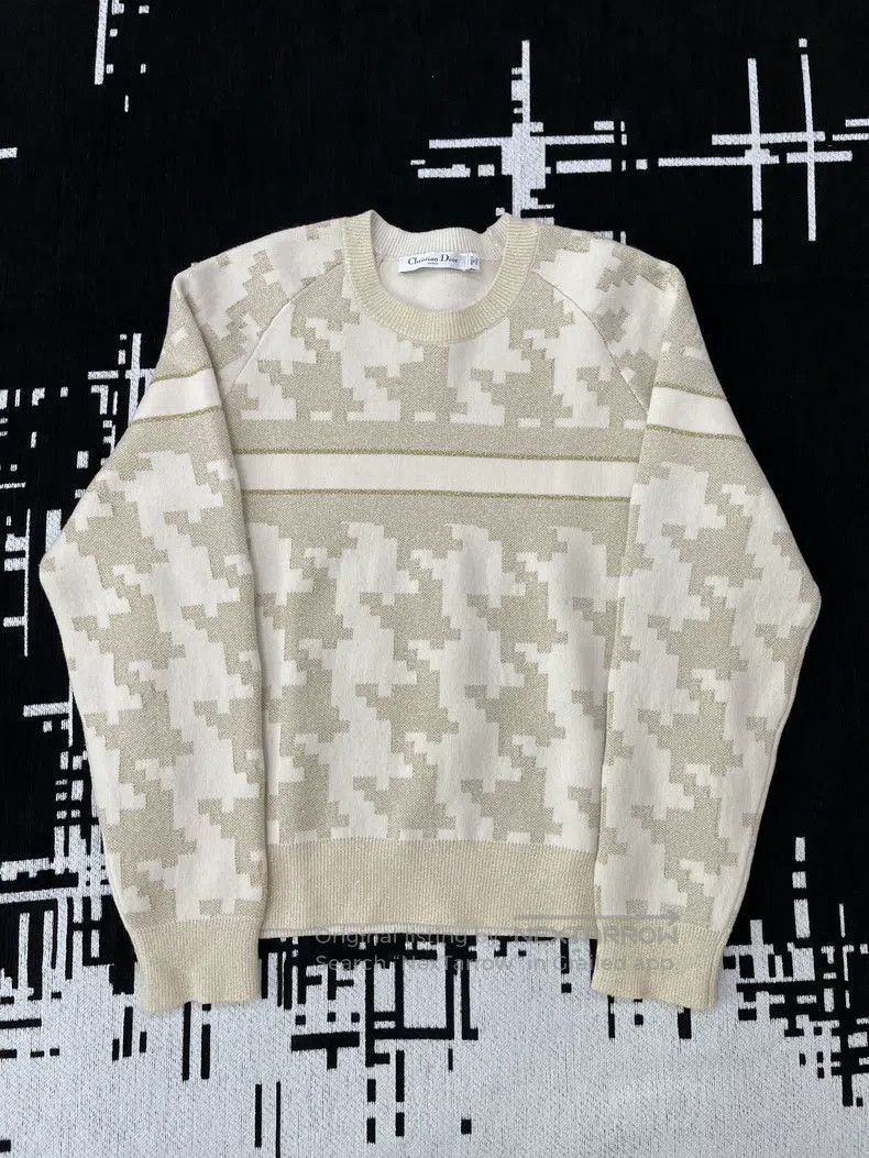 Dior Dior White gold checkered letter logo cashmere sweater Size XS / US 0-2 / IT 36-38 - 1 Thumbnail