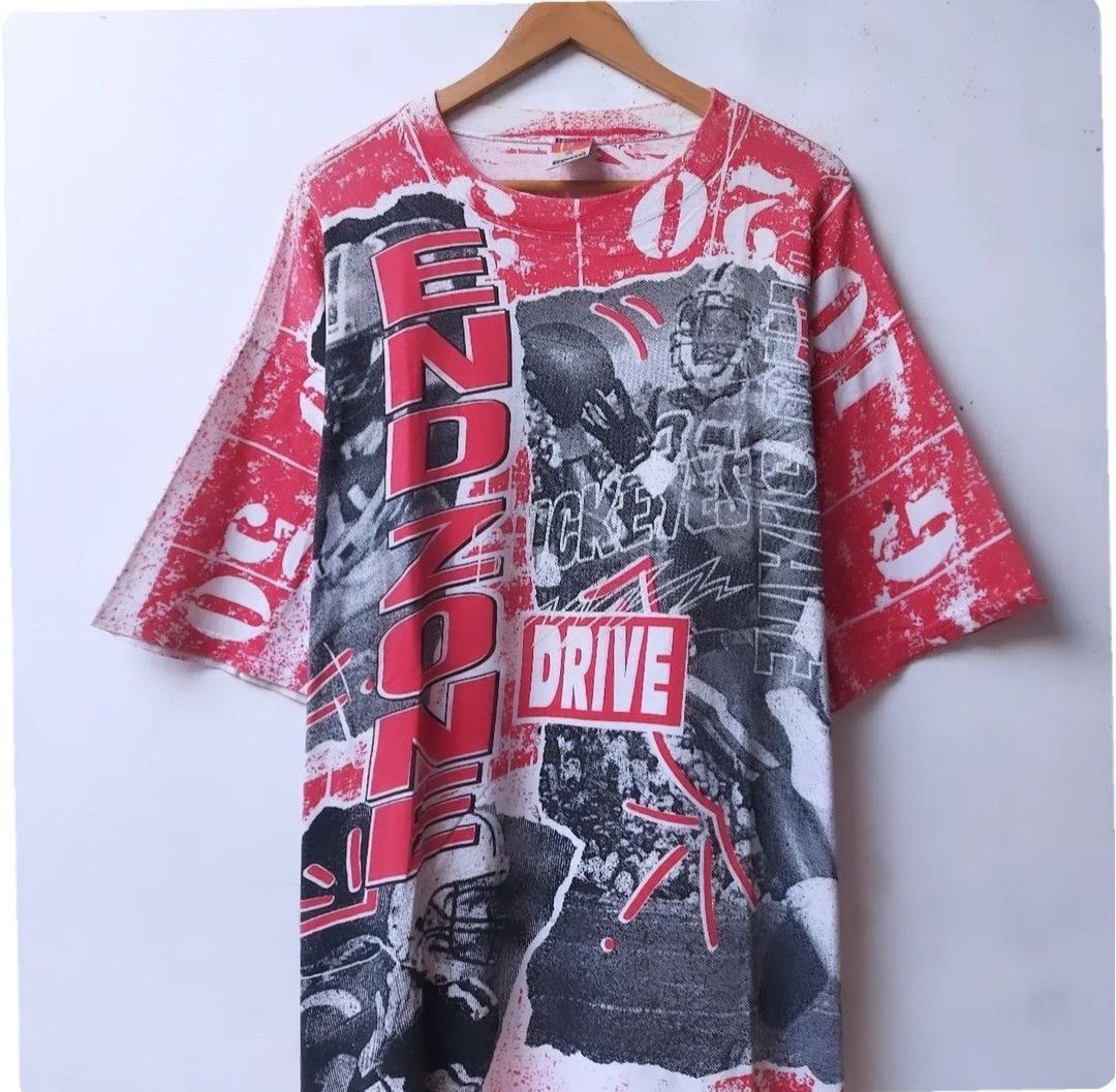 Vintage Vintage 90s End Zone Drive Allover Print Tshirt Size US XL / EU 56 / 4 - 3 Thumbnail