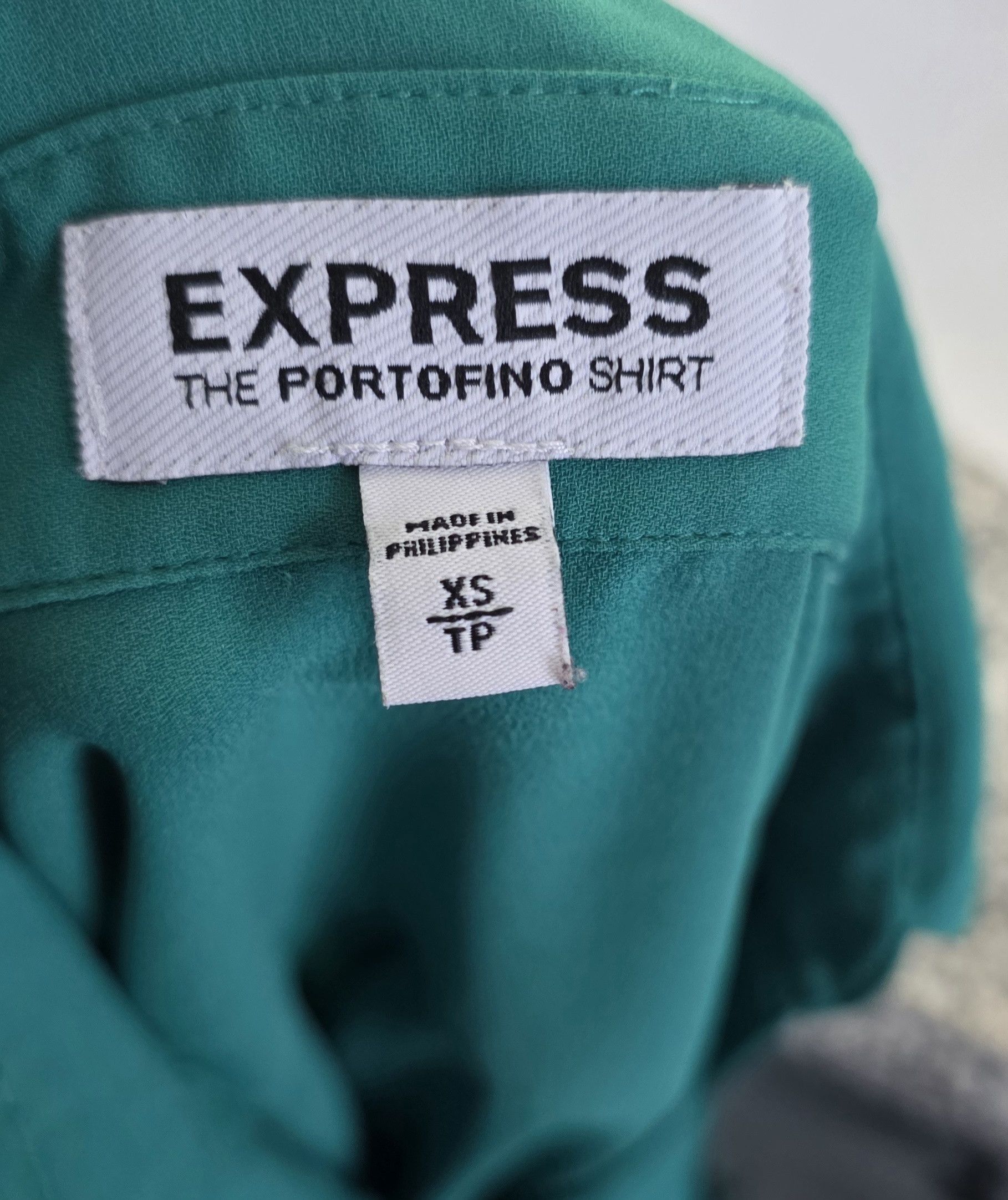 Express Express Petite Green Portofino Button Shirt Blouse XS TP Size XS / US 0-2 / IT 36-38 - 5 Thumbnail