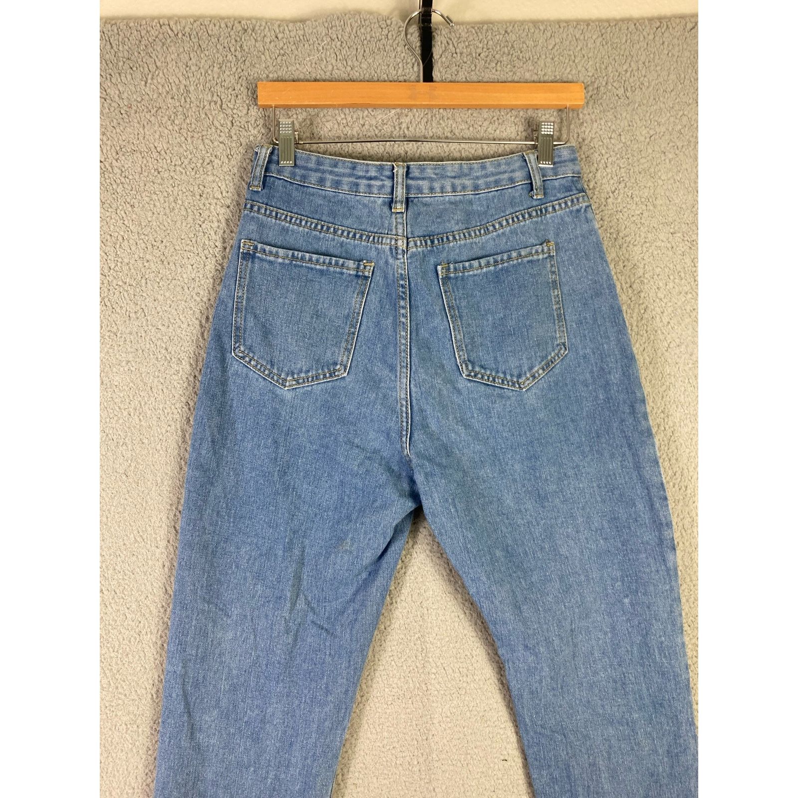 Shein Women's High Waisted Distressed Straight Leg Jeans Blue 28 M Size 28" / US 6 / IT 42 - 12 Thumbnail