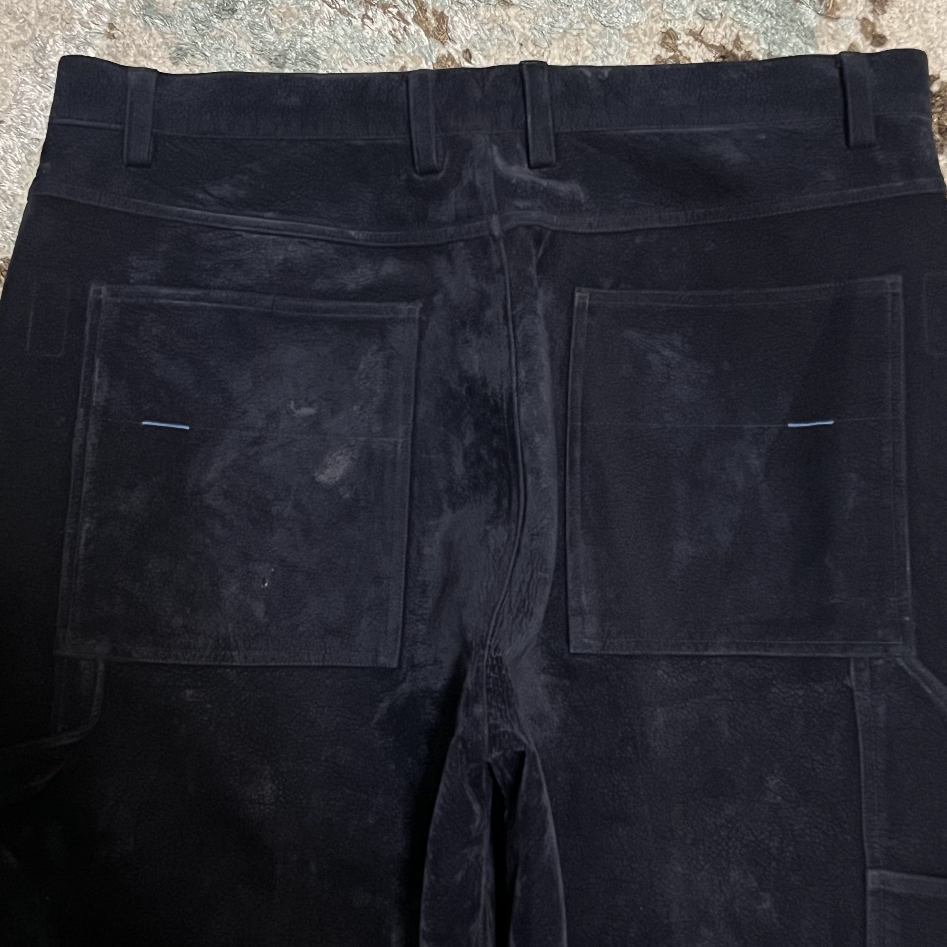 Koman Koman Faux Suede Pants Size 40x31 Navy Baggy 90s Y2K Size US 40 / EU 56 - 3 Thumbnail
