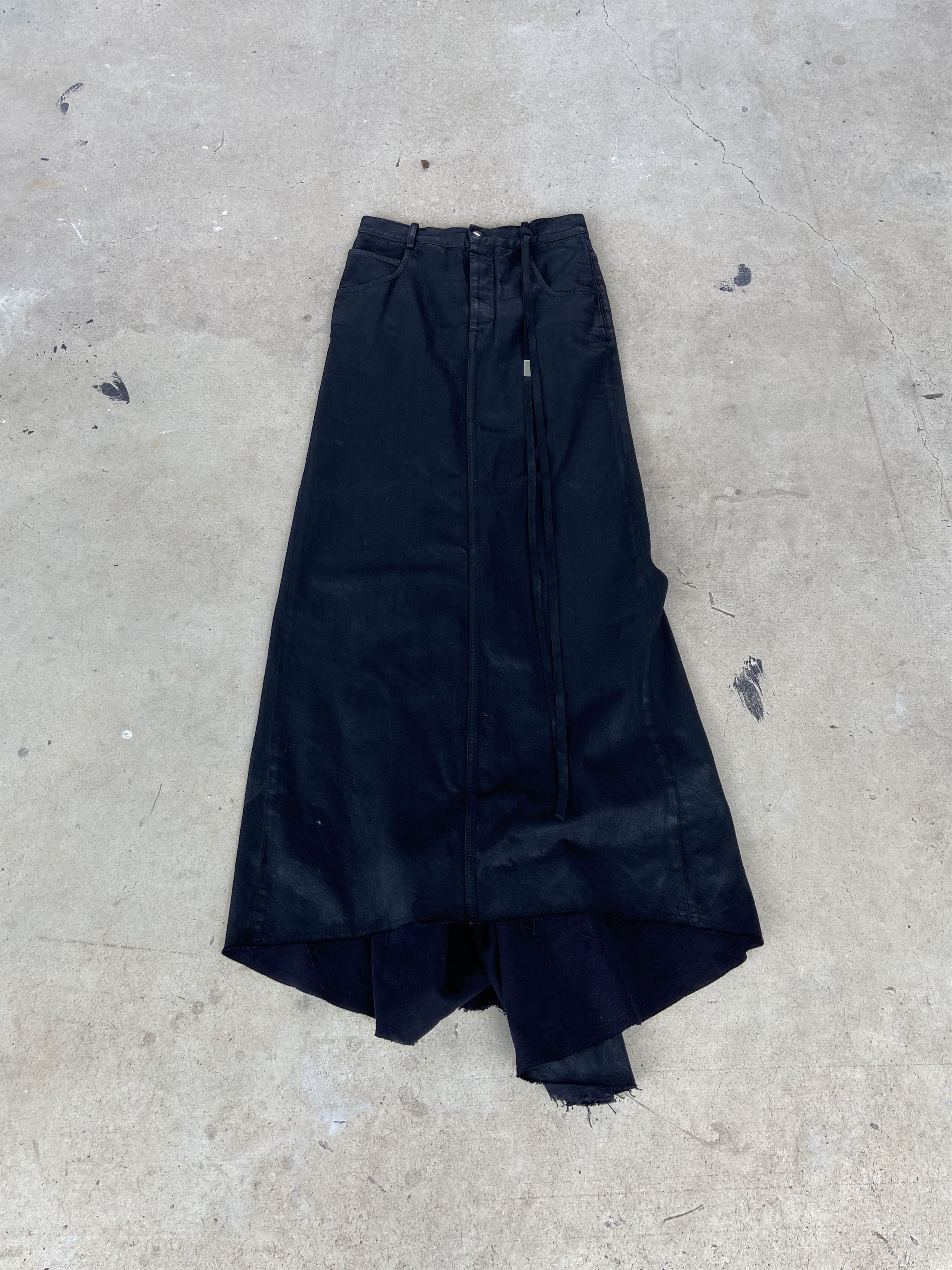 Ann Demeulemeester Ann Demeulemeester Waxed Denim Maxi Skirt Size 28" / US 6 / IT 42 - 1 Thumbnail