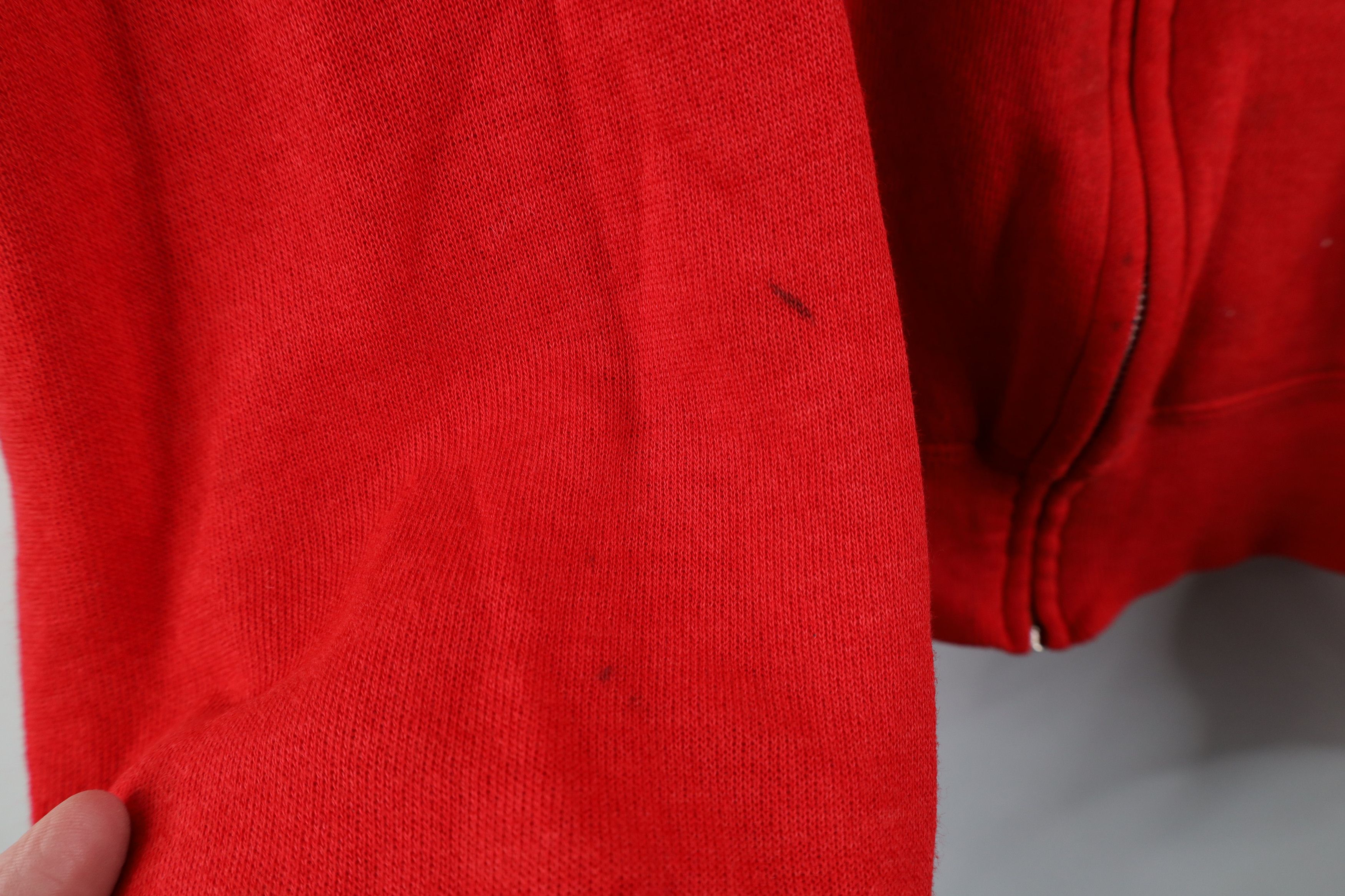 Vintage Vintage 70s Streetwear Blank Thin Full Zip Hoodie Red USA Size US XL / EU 56 / 4 - 8 Thumbnail