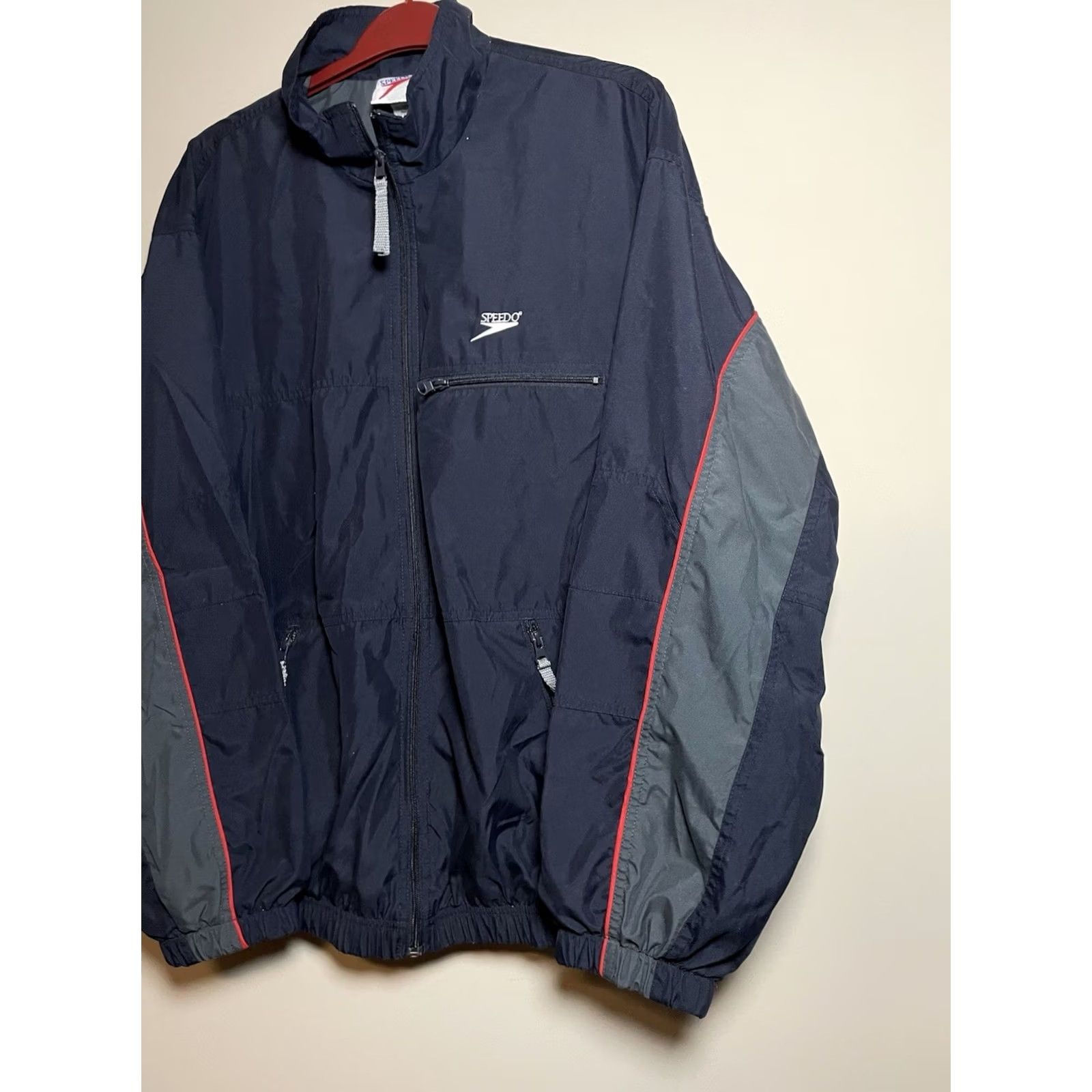 Speedo VINTAGE Speedo Windbreaker Jacket Navy Full Zip L USA Mens Red 90s Full Zip Windbreaker Size US L / EU 52-54 / 3 - 2 Thumbnail