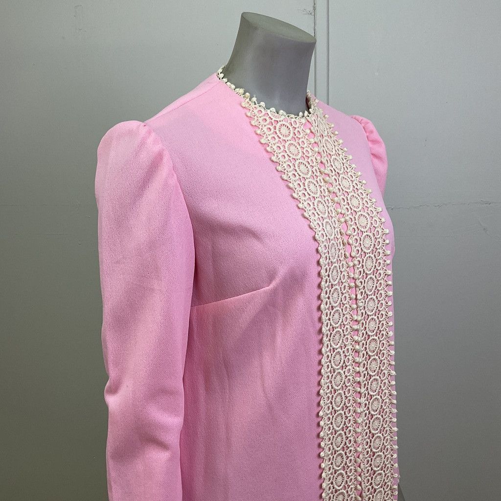 Vintage 1960’s Long Sleeve Pastel Pink Vintage Womens Shift Dress Size M / US 6-8 / IT 42-44 - 5 Thumbnail