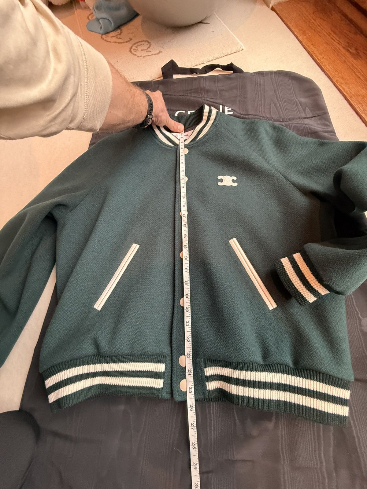 Celine $3.25k+ FW24 Celine Triomphe logo teddy jacket green Hedi 52 Size US L / EU 52-54 / 3 - 6 Thumbnail