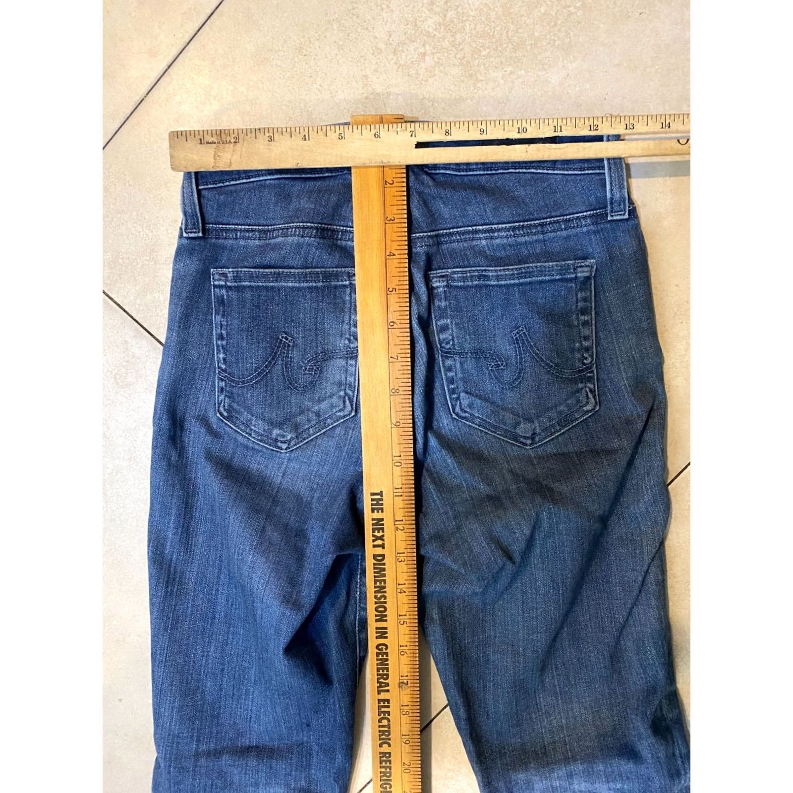 Vintage AG Adriano Goldschmied Mari High Rise Crop Straight Jeans Size 24 Blue Denim 27in Inseam Women Regular Jeans B93 Size 42" / US 20 - 6 Thumbnail