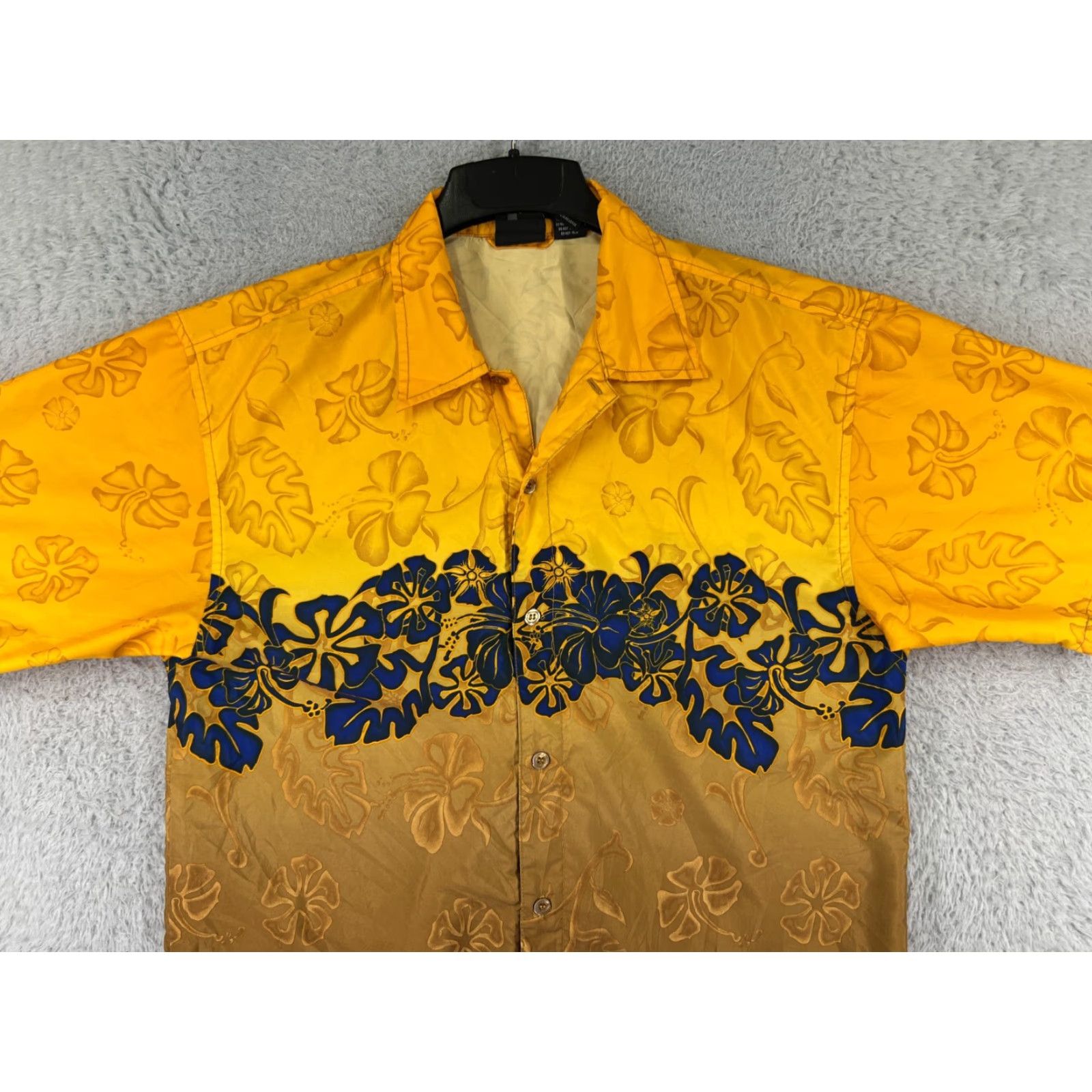 No Fear VINTAGE No Fear Shirt Mens Floral Hawaiian Button Up Yellow Brown Poly Size US M / EU 48-50 / 2 - 6 Thumbnail