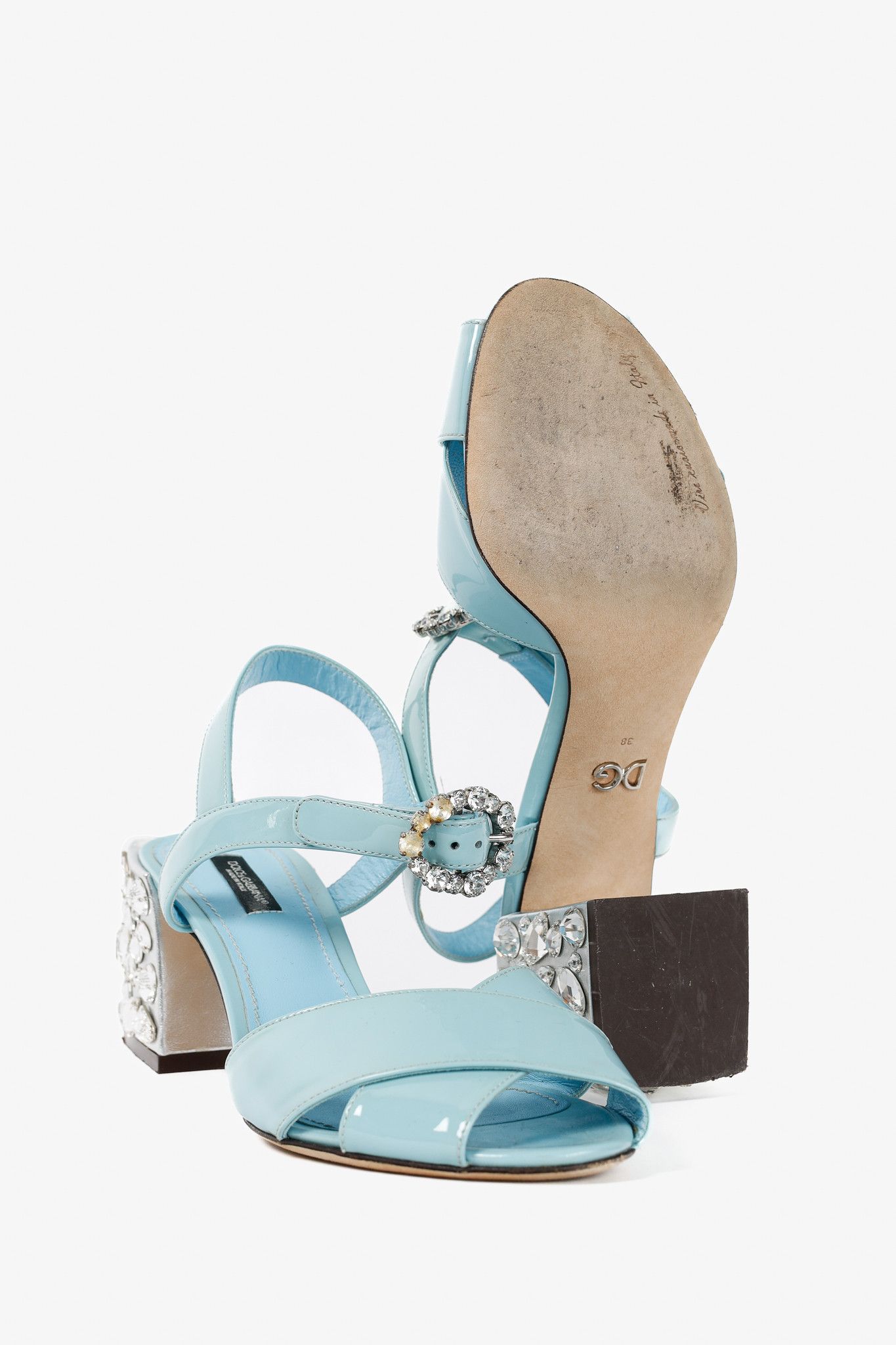 Dolce & Gabbana Dolce & Gabbana SS18 Patent-Leather Embellished-Heel Sandals Size US 7.5 / IT 37.5 - 4 Thumbnail